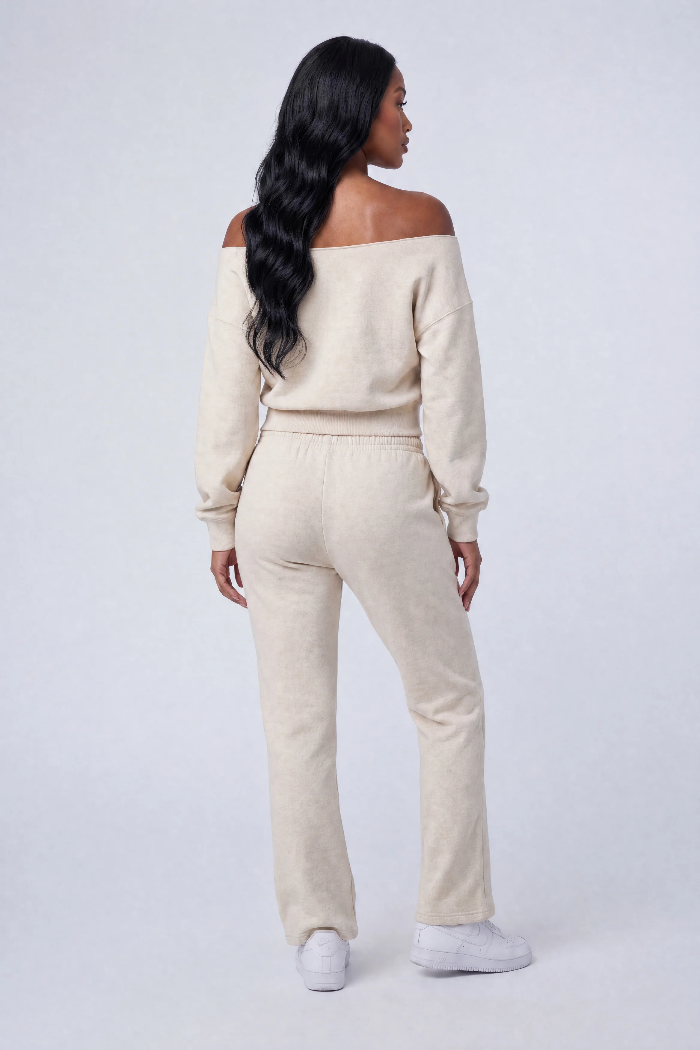 Fleece Graphic Off Shoulder Sweatshirt - Image 12