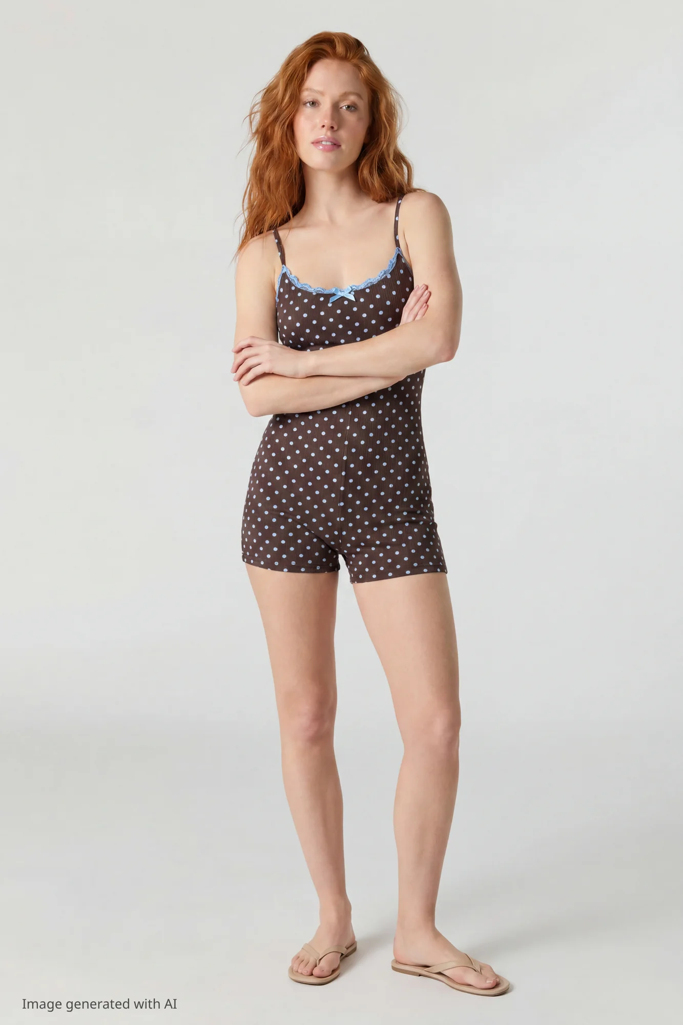 Soft Ribbed Lace Trim Romper - Image 5