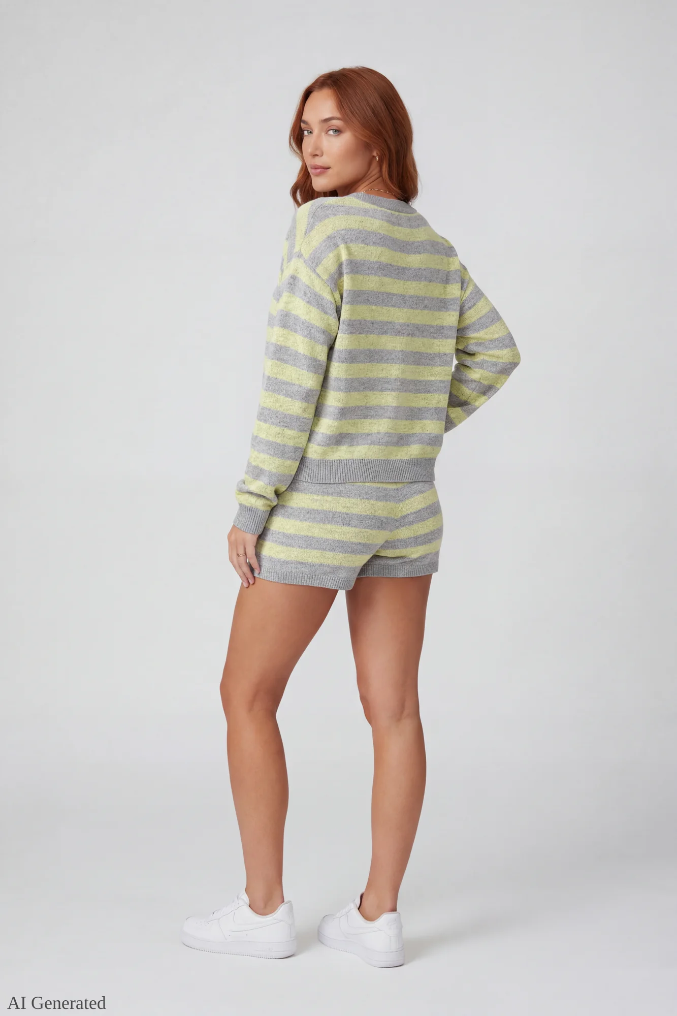 Striped Knit Sweatshirt & Short Set - Image 14