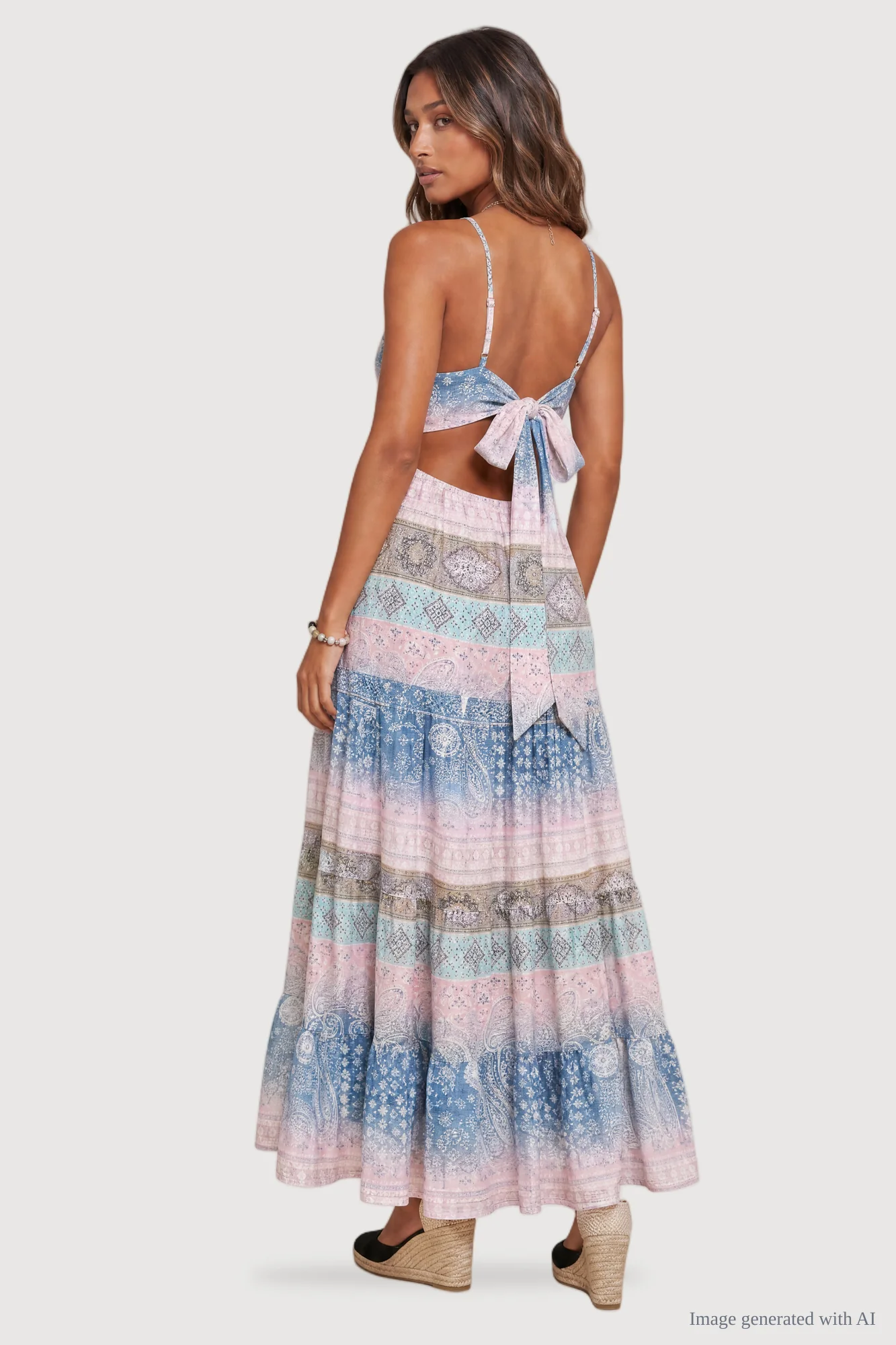 Tie-Back Tiered Maxi Dress - Image 8