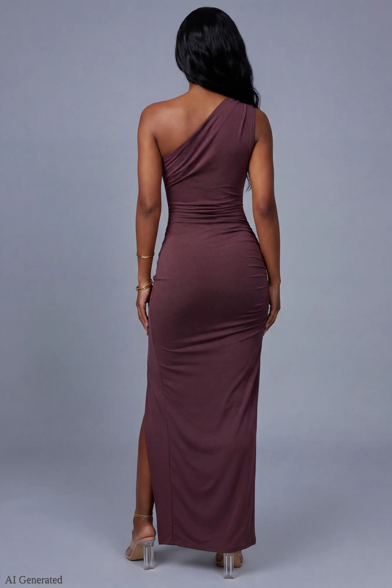 Off Shoulder Ruched Maxi Dress - Image 12