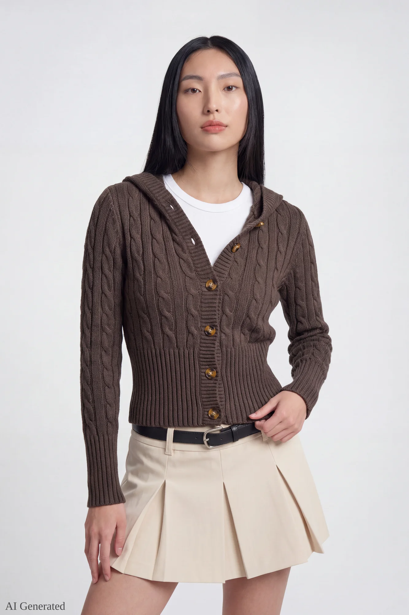 Cable Knit Hooded Cardigan - Image 16