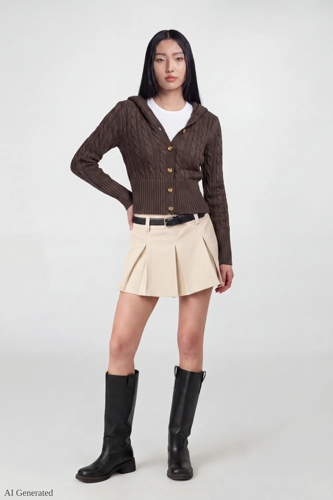 Cable Knit Hooded Cardigan - Image 17