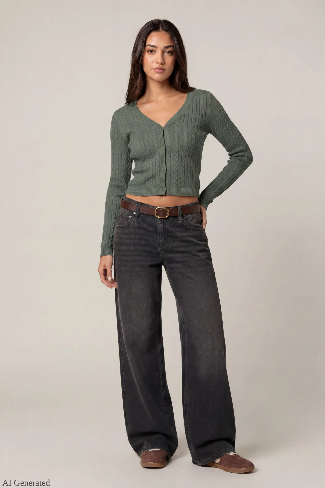 Cable Knit Button-Up Cardigan - Image 11
