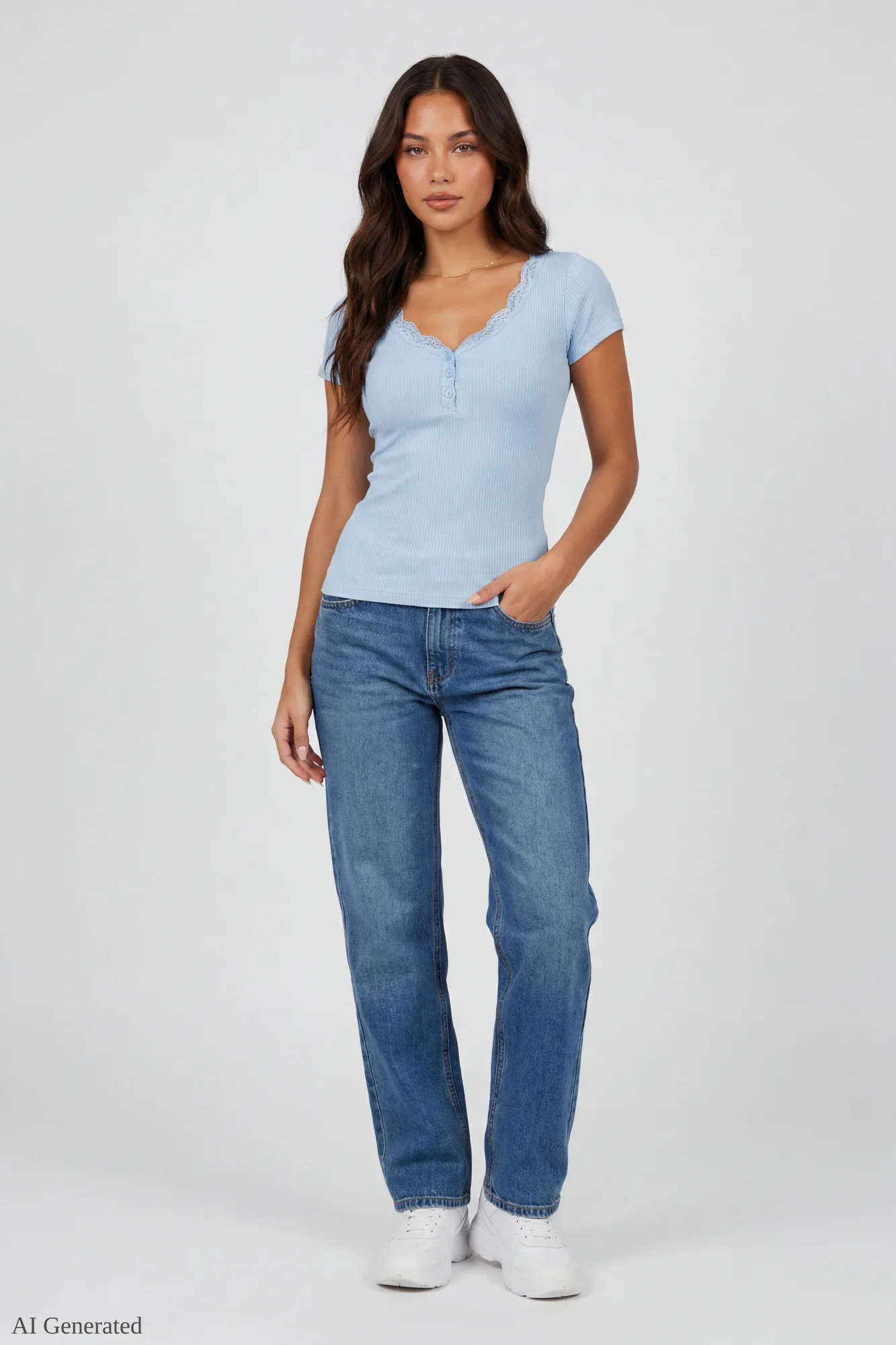 Ribbed Lace Trim Short Sleeve Top - Image 17