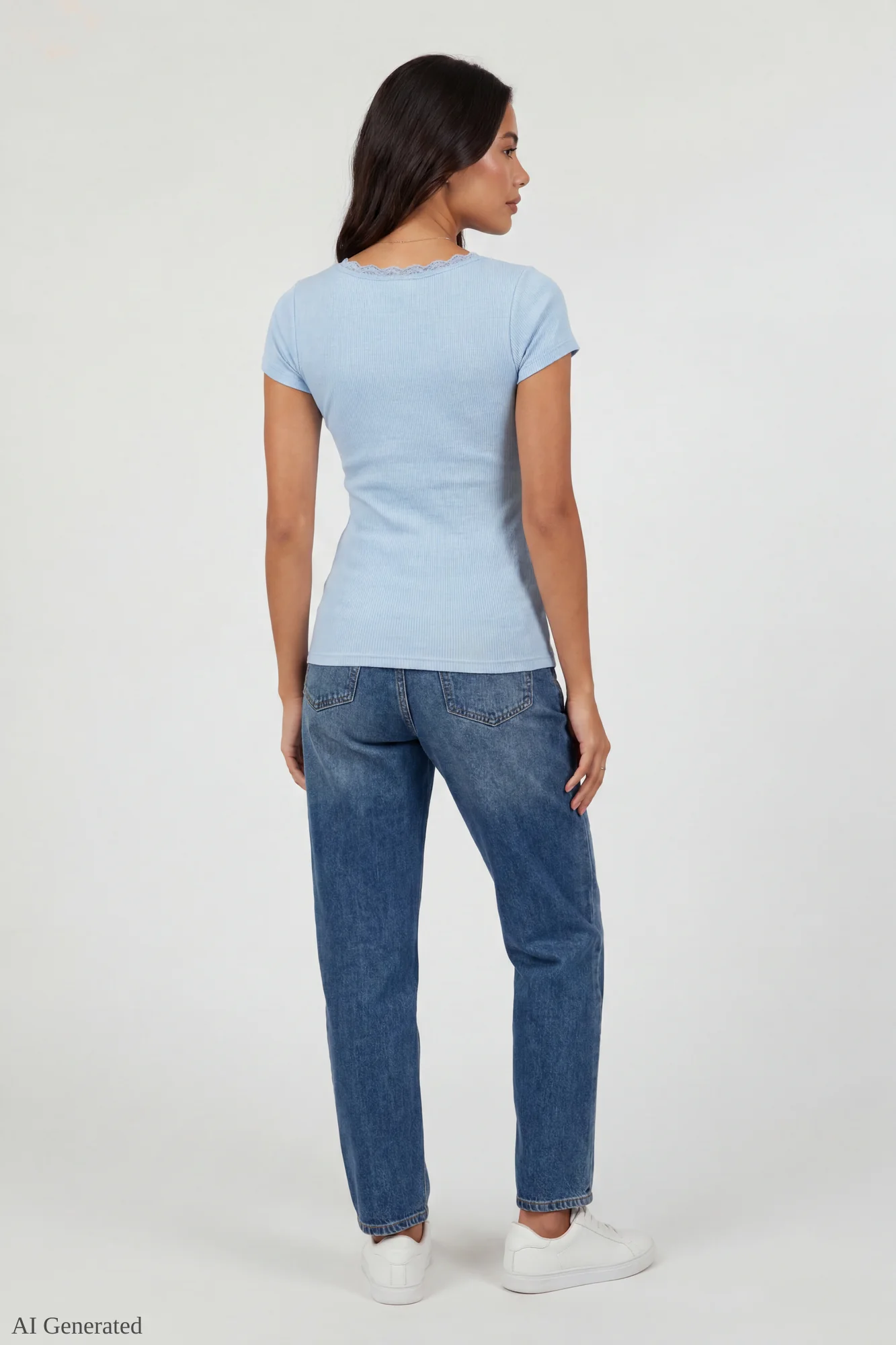 Ribbed Lace Trim Short Sleeve Top - Image 18