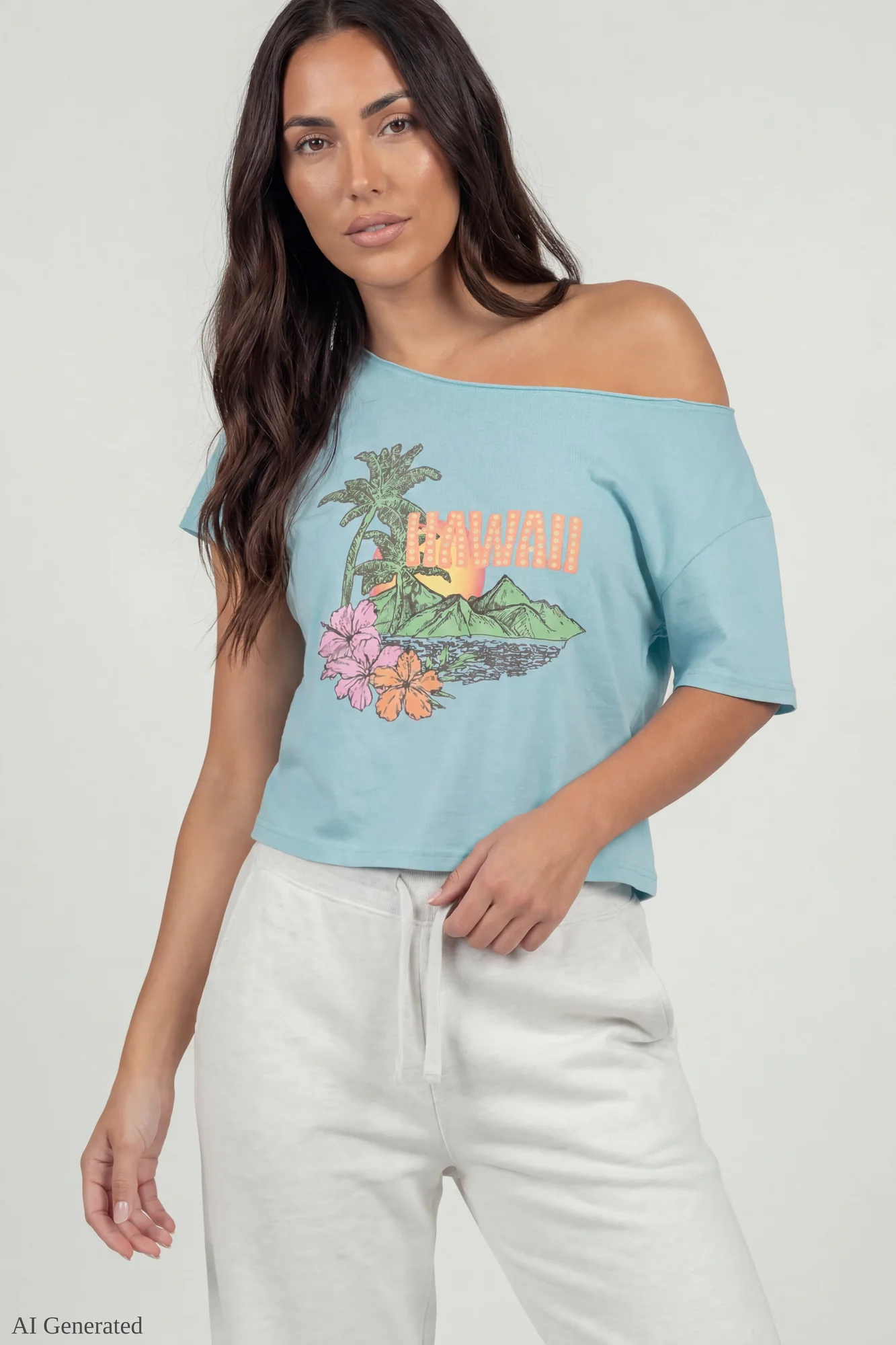 Off-Shoulder Summer Graphic T-Shirt - Image 7