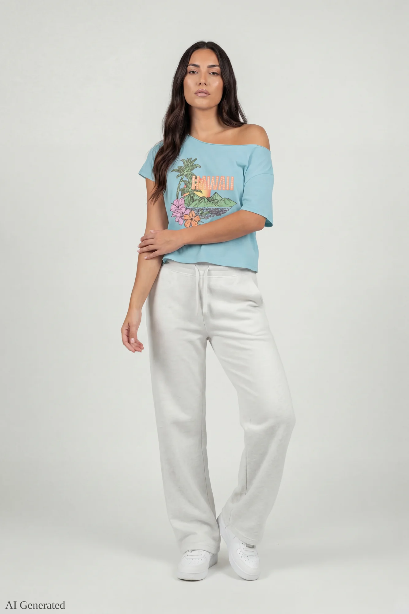 Off-Shoulder Summer Graphic T-Shirt - Image 8