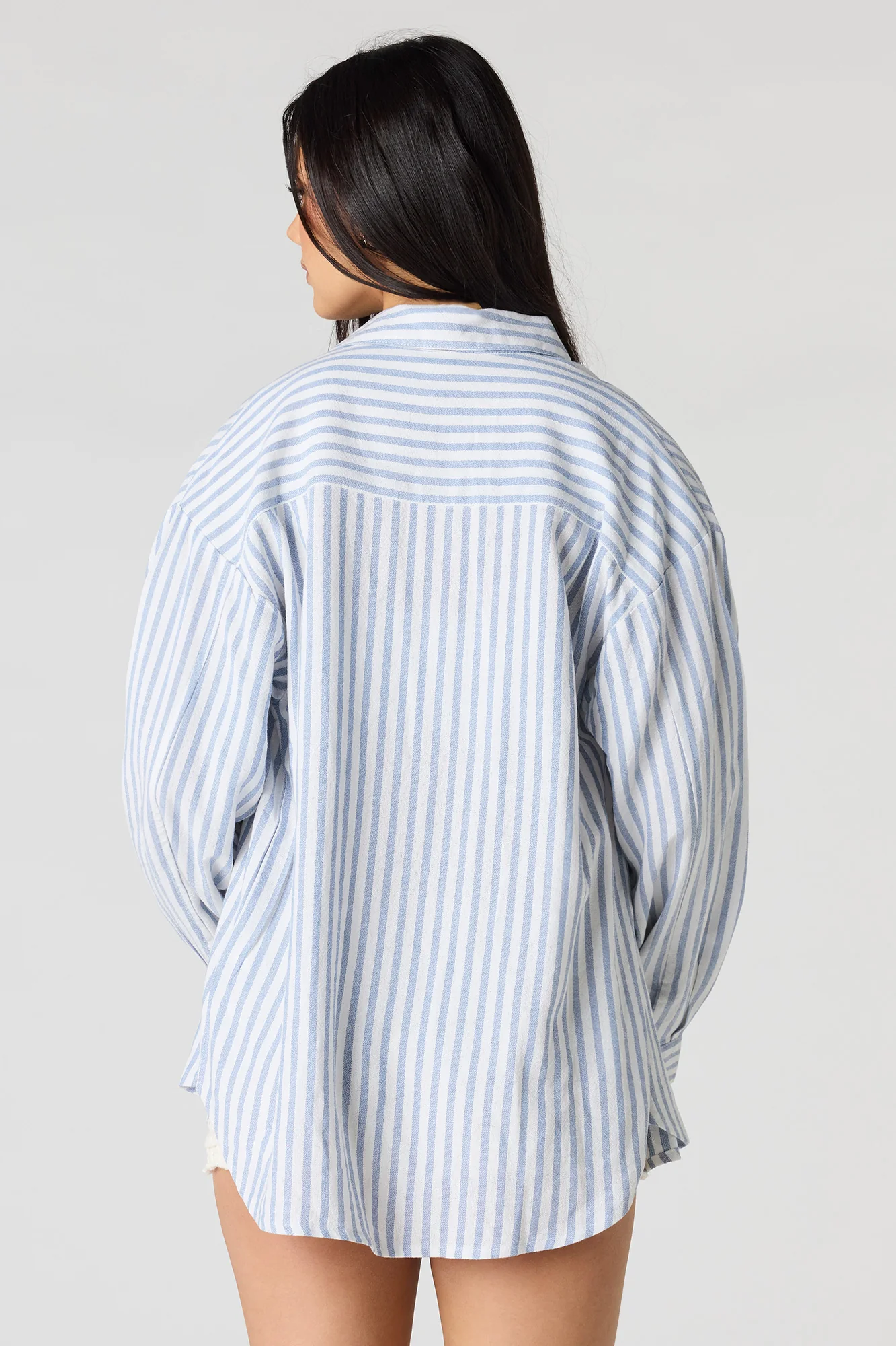 Linen-Blend Long Sleeve Button-Up Top - Image 8