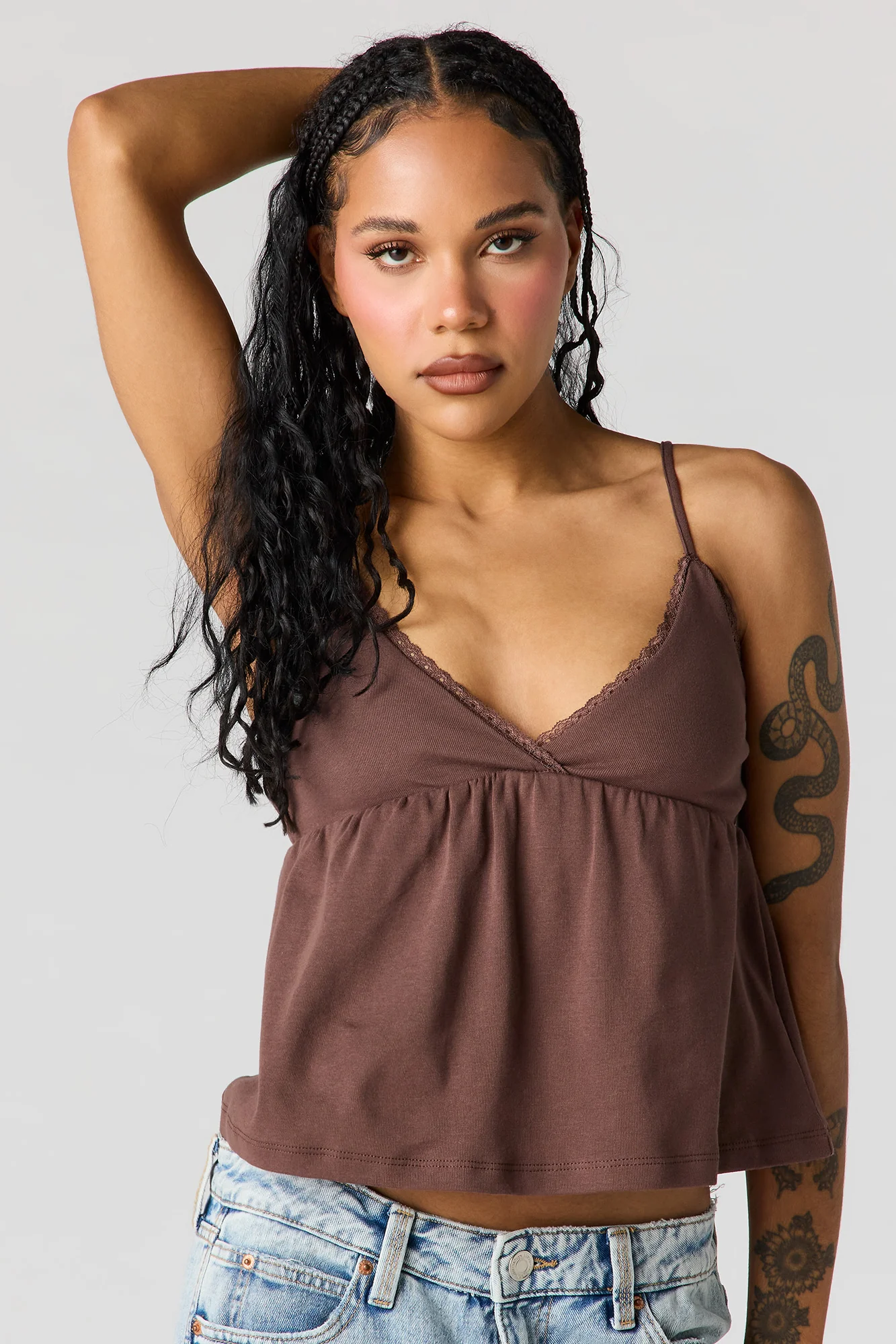 Surplice Lace Trim Babydoll Tank - Image 10