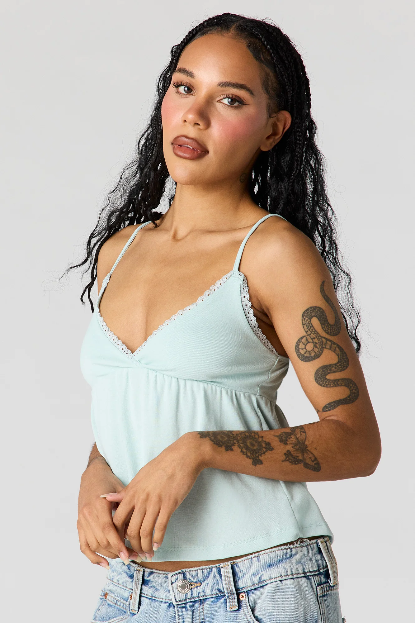 Surplice Lace Trim Babydoll Tank - Image 13
