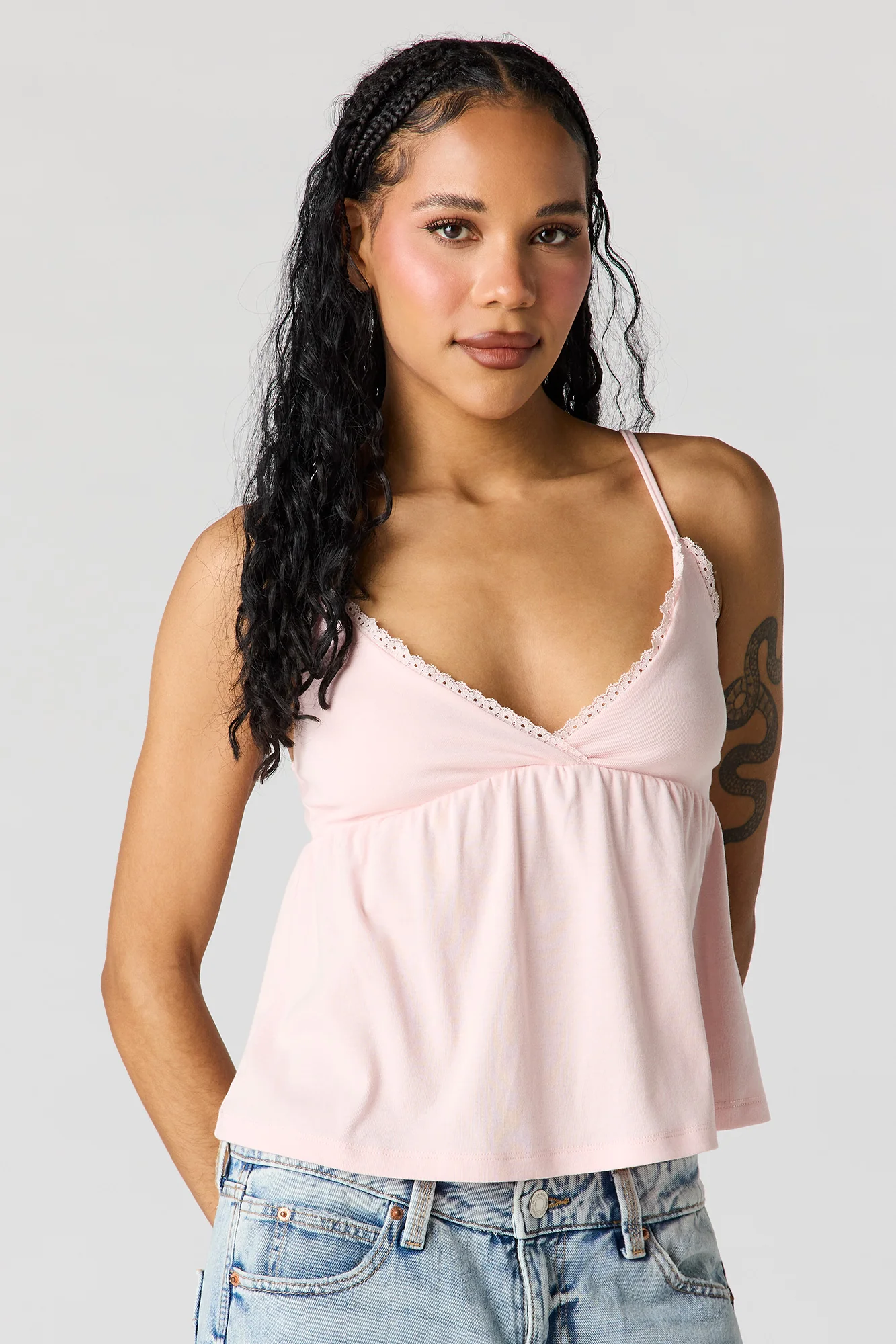 Surplice Lace Trim Babydoll Tank - Image 20