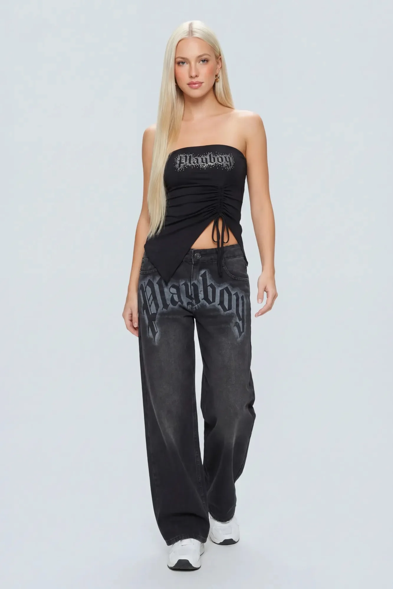 Playboy Contour Rhinestone Cinched Tube Top - Image 9