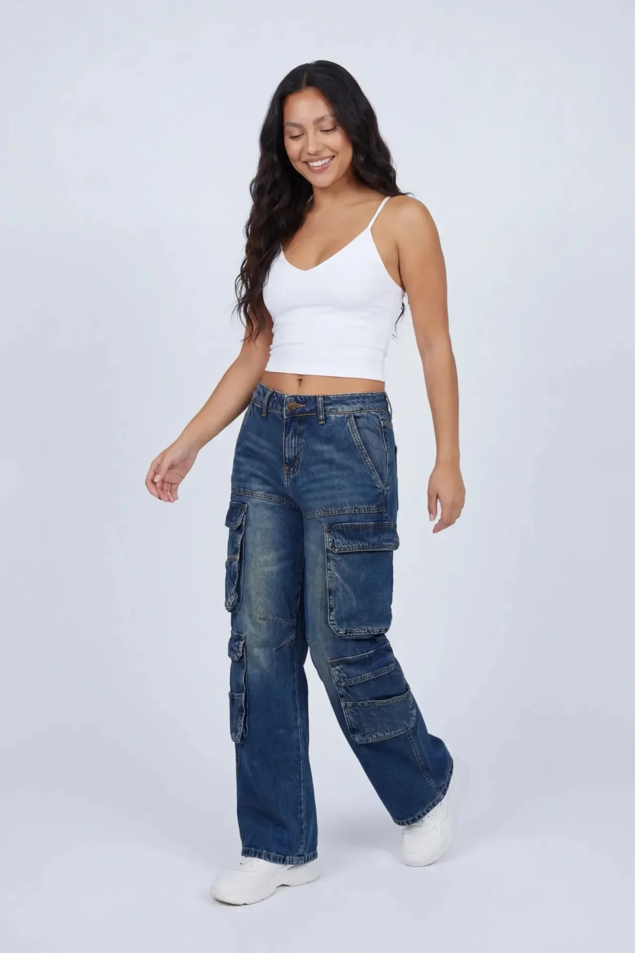 Low Rise Wide Leg Cargo Jean - Image 4