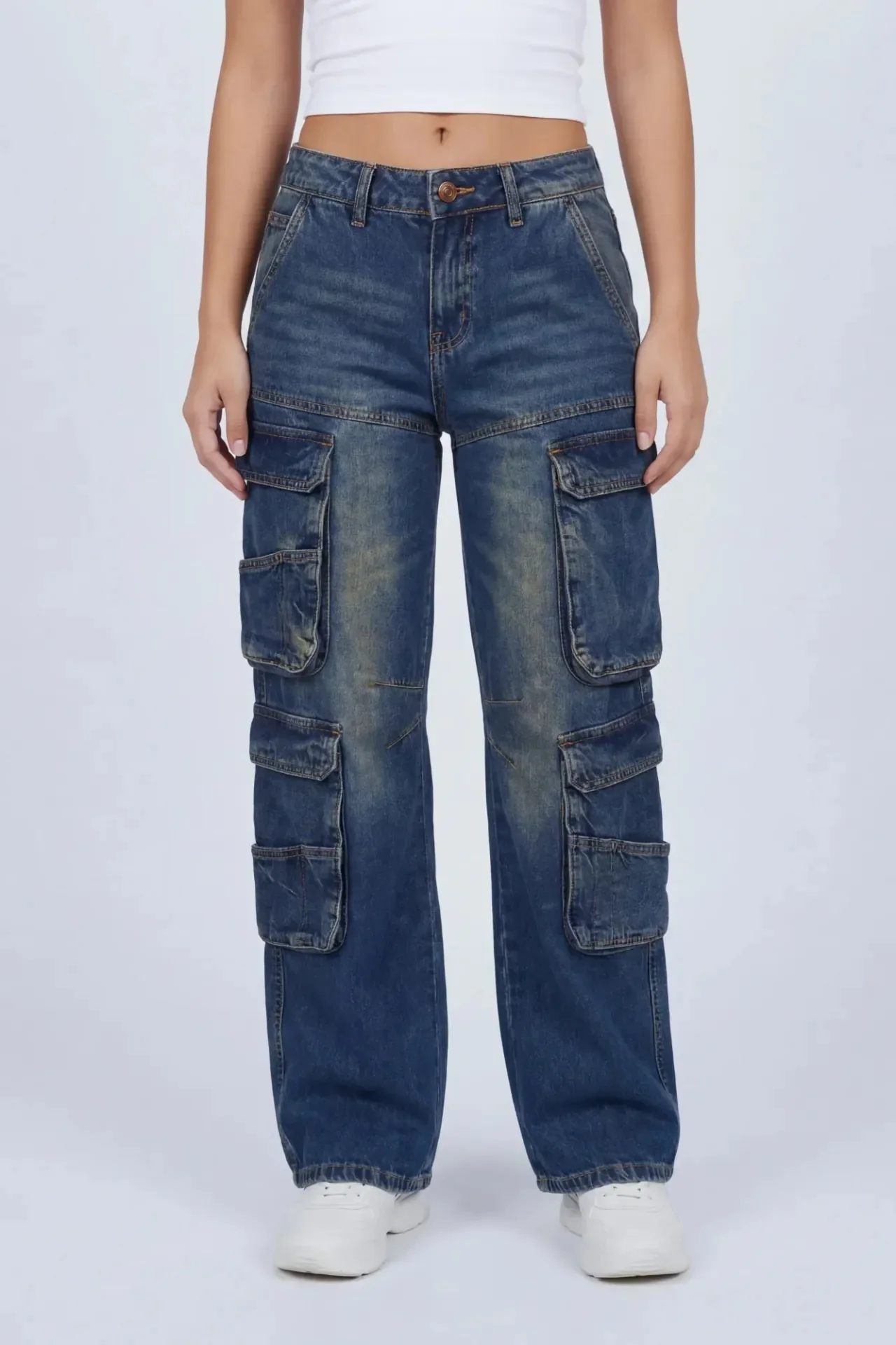 Low Rise Wide Leg Cargo Jean - Image 5