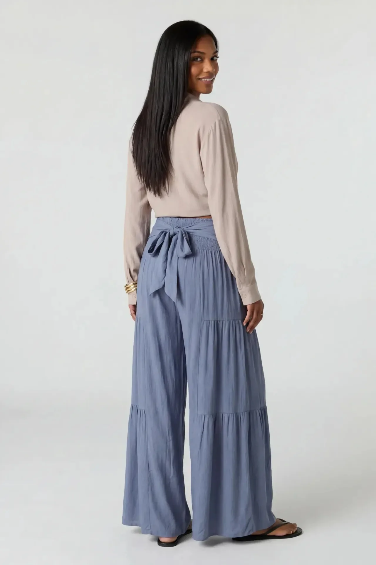 Tie Waist Tiered Palazzo Pant - Image 14