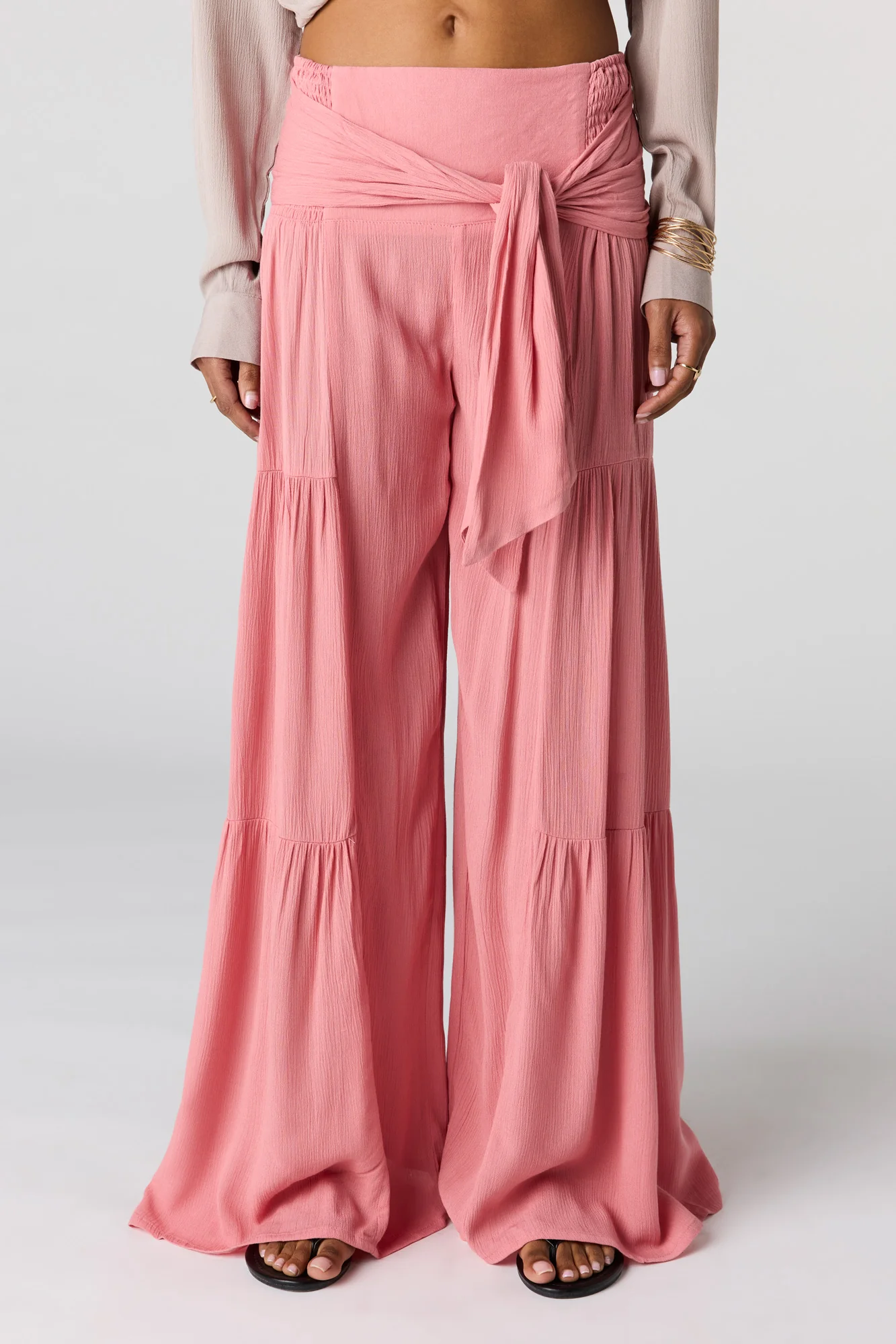 Tie Waist Tiered Palazzo Pant - Image 7
