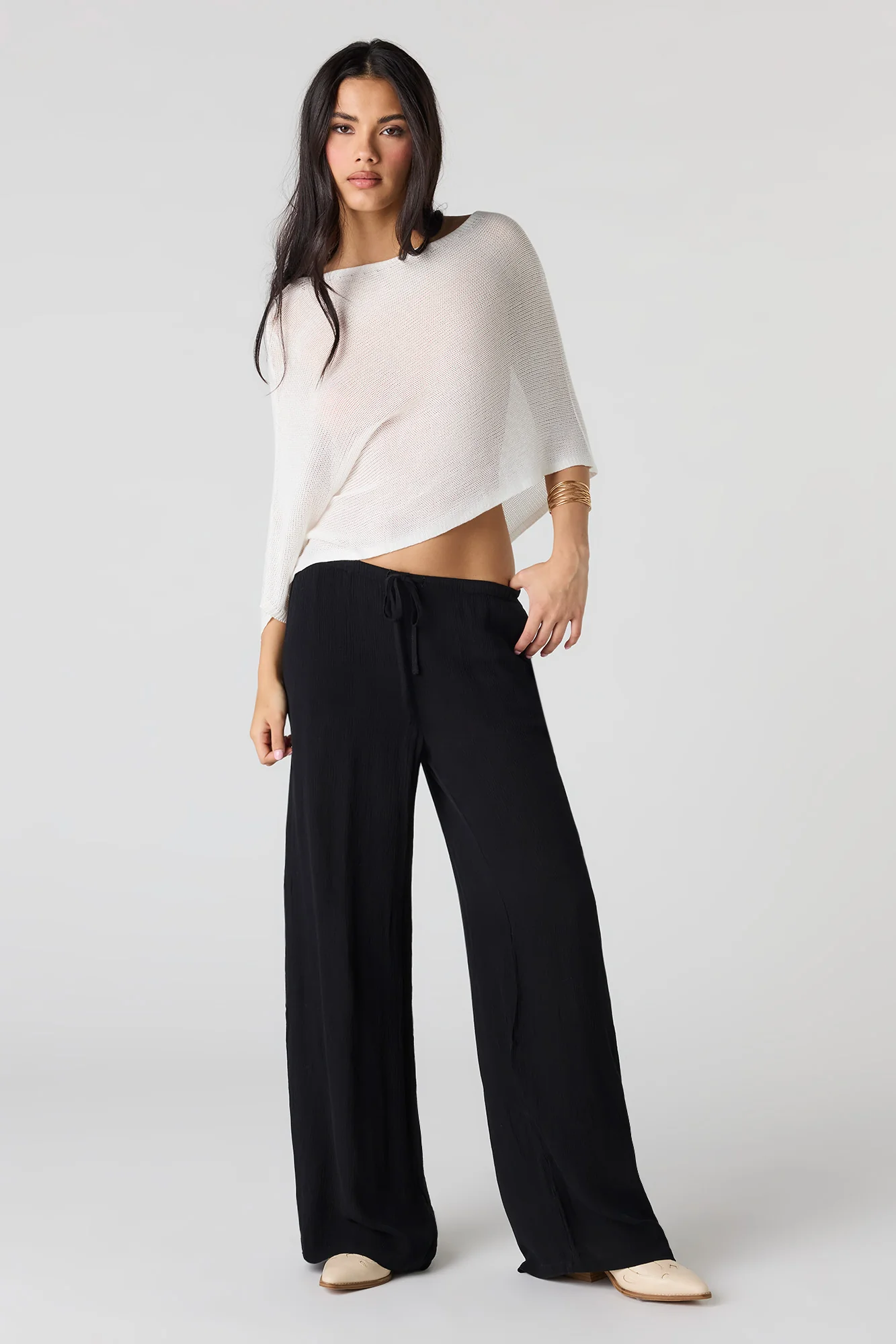 Flowy Wide Leg Drawstring Pant - Image 4