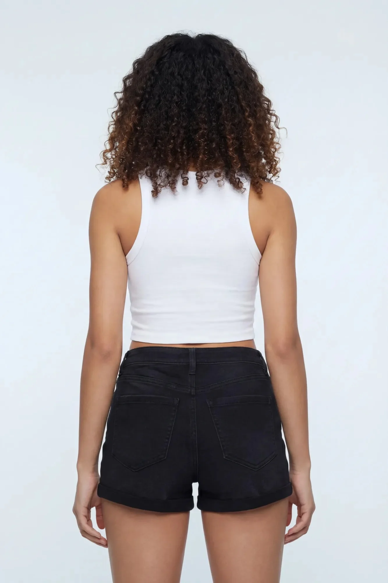 Stretch High Rise Black Denim Short - Image 3