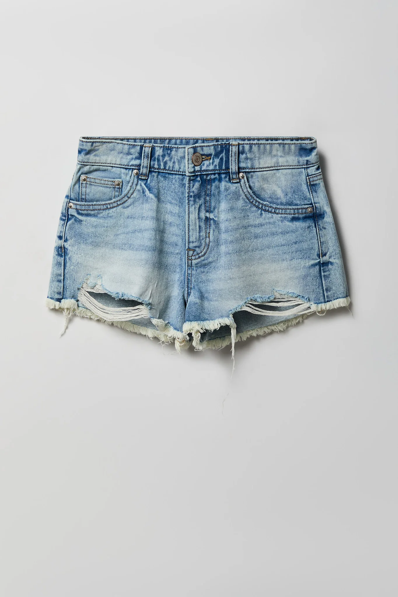 Ripped NYC Stitched Light Denim Short - Image 4