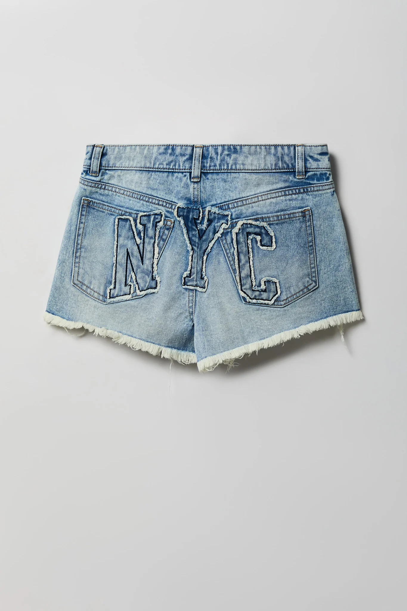 Ripped NYC Stitched Light Denim Short - Image 5