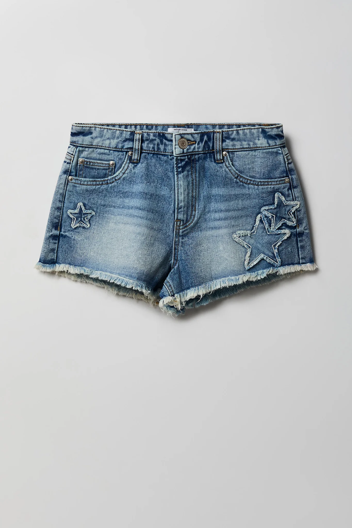 Star Stitched Vintage Medium Denim Short - Image 4