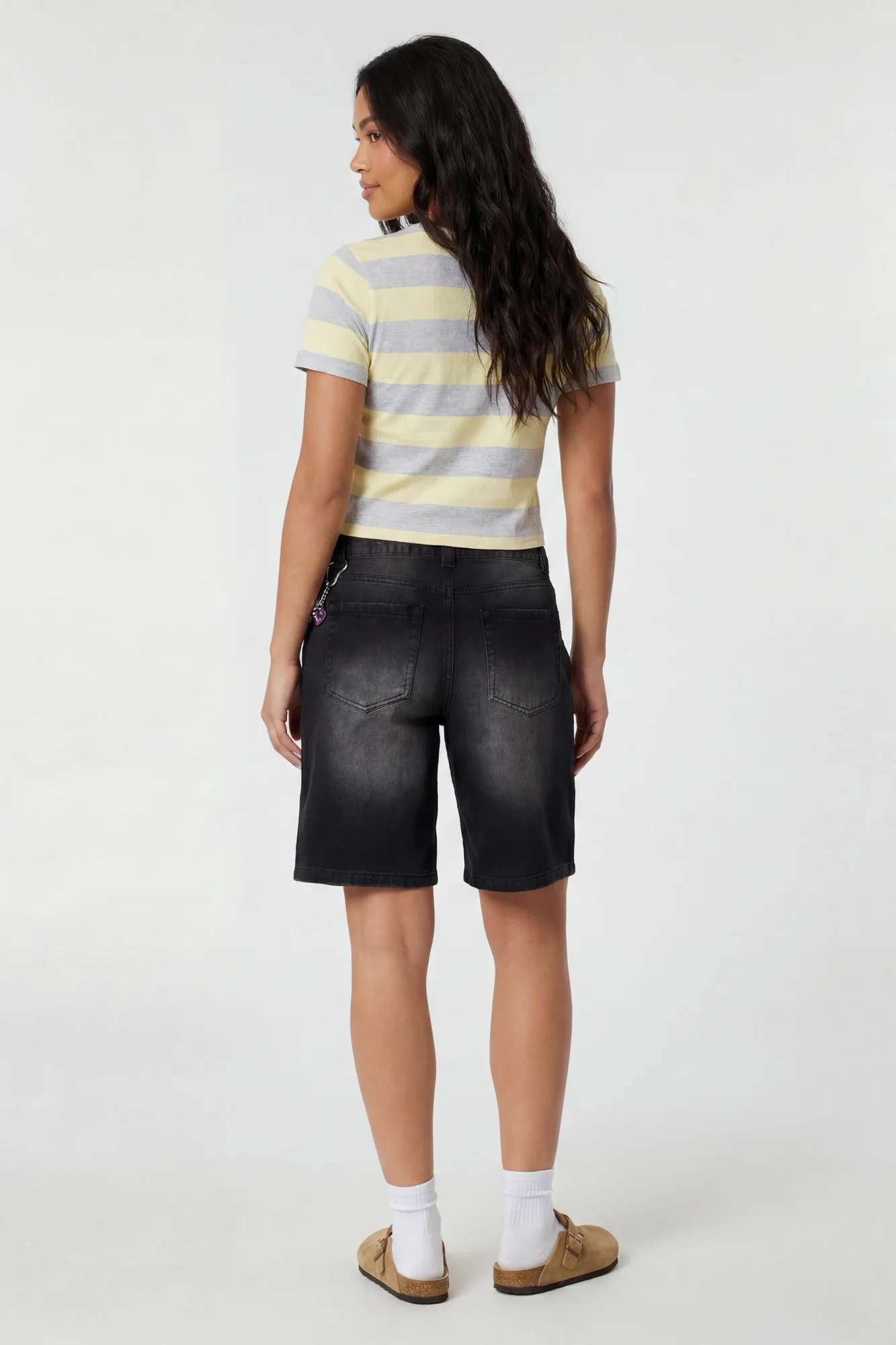 Brooklyn Low Rise Black Jort 11" with Charm Keychain - Image 2
