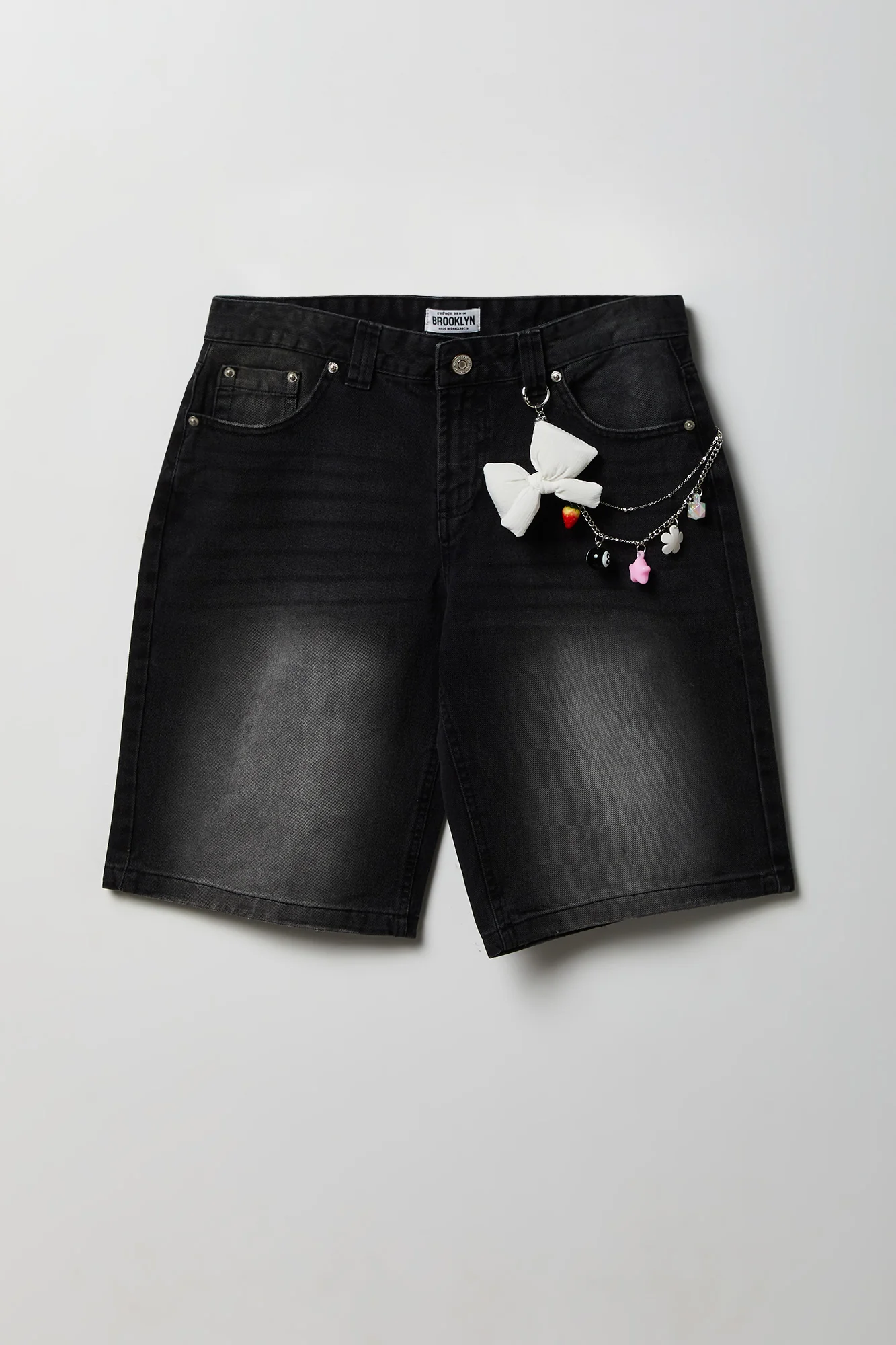 Brooklyn Low Rise Black Jort 11" with Charm Keychain - Image 4