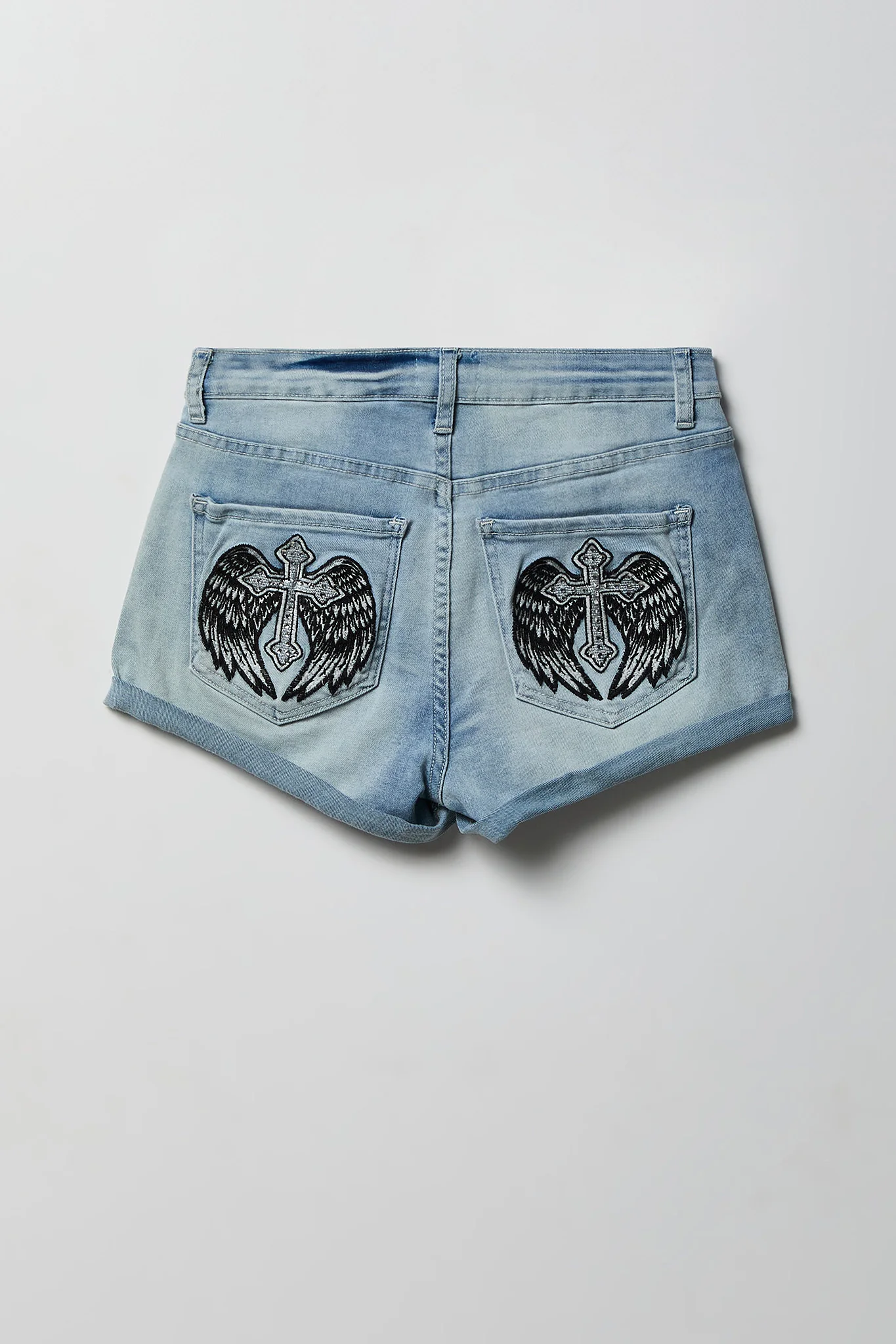 Miami High Rise Ripped Embroidered Denim Short - Image 4