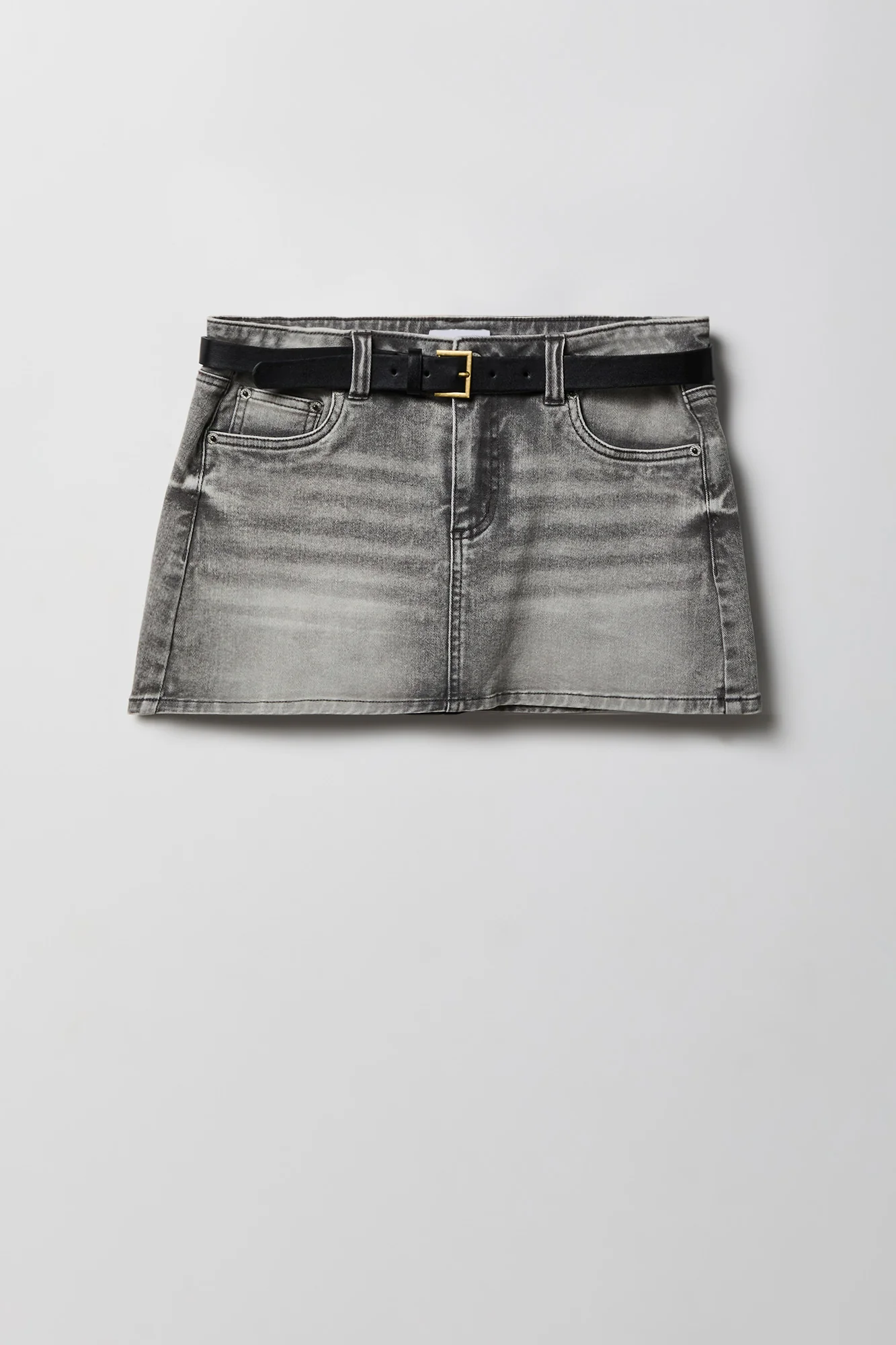 Stretch Denim Belted Mini Skort - Image 4