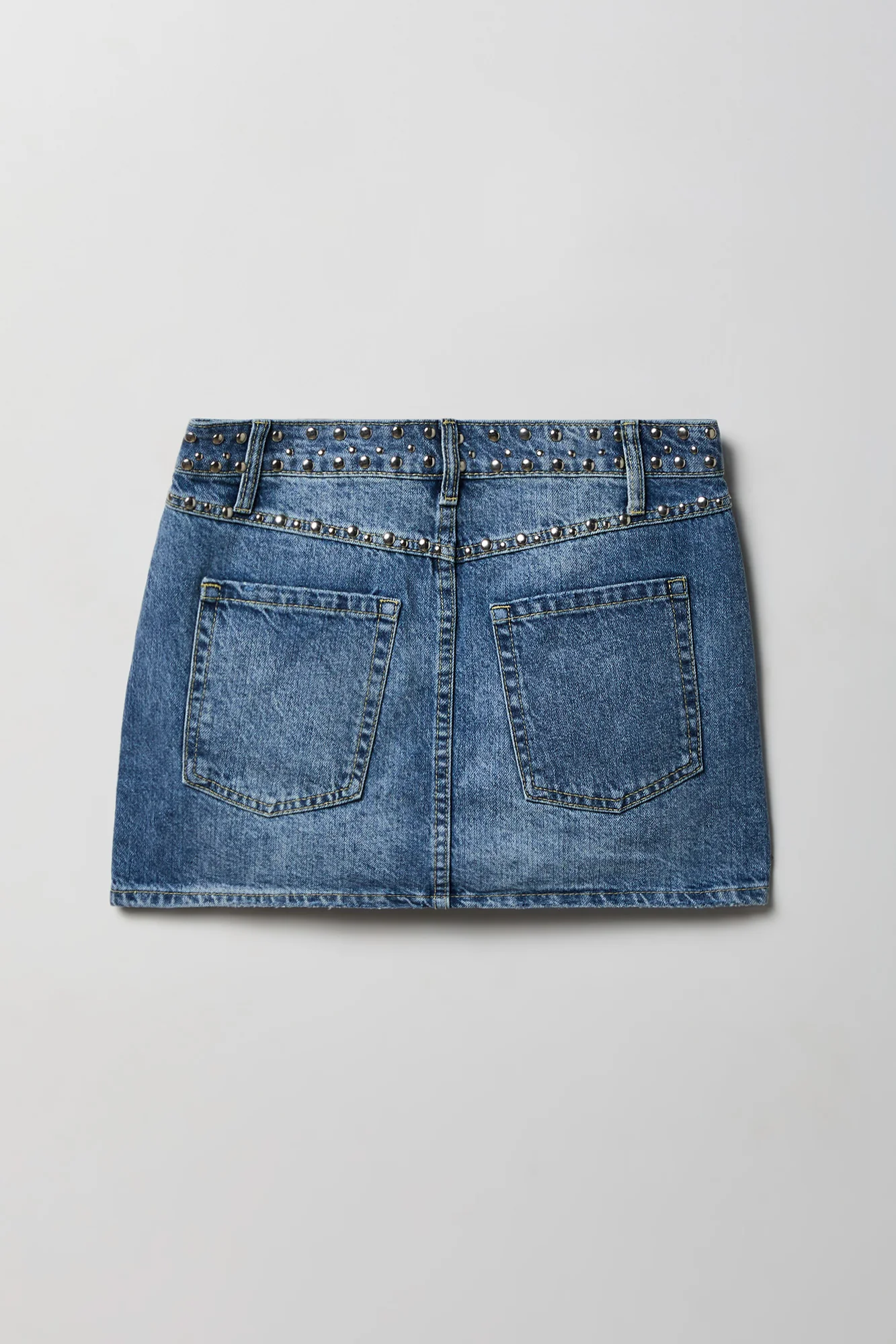 Studded Denim Mini Skirt - Image 8