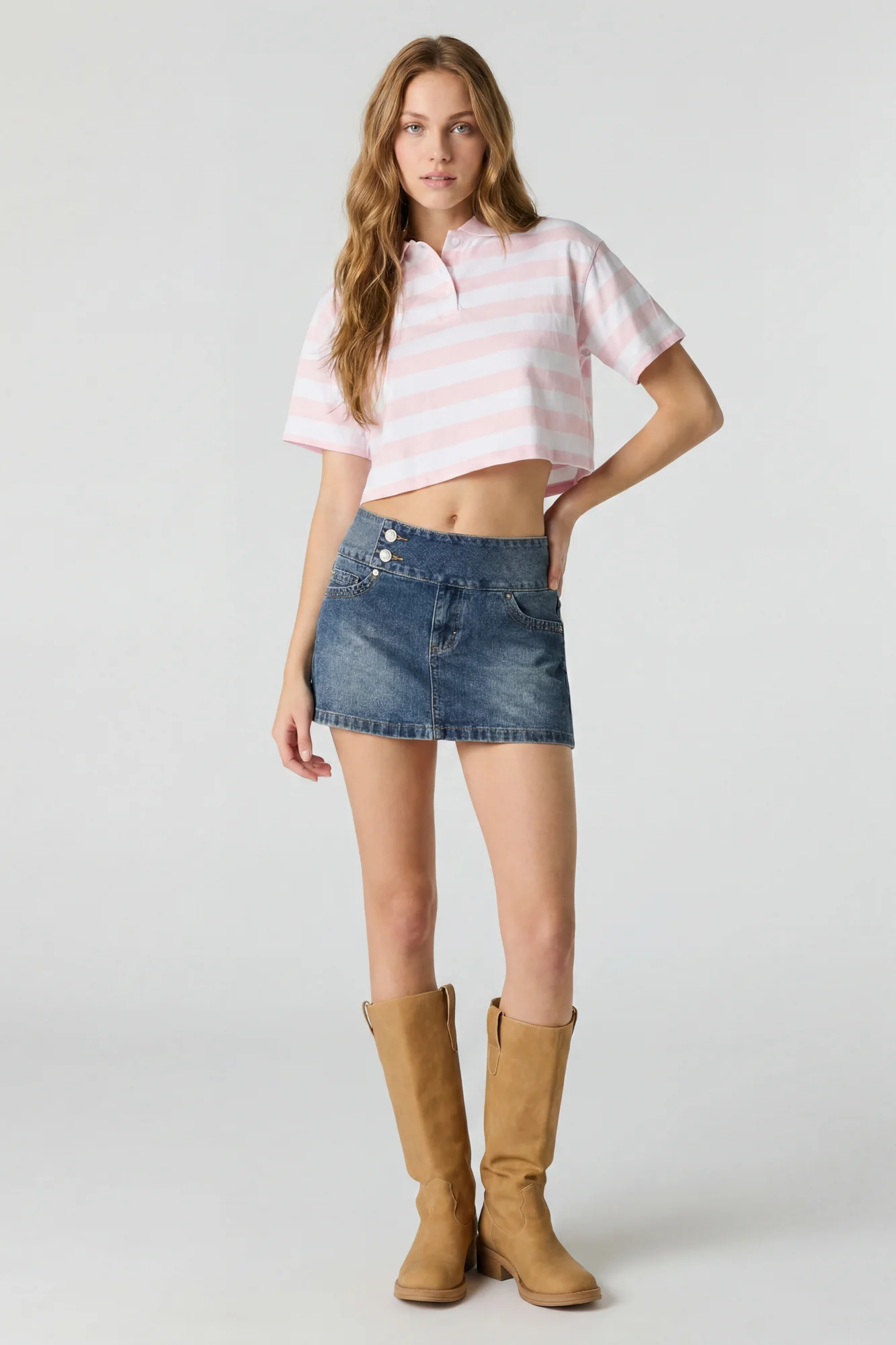 Low Rise Denim Micro Skort - Image 15