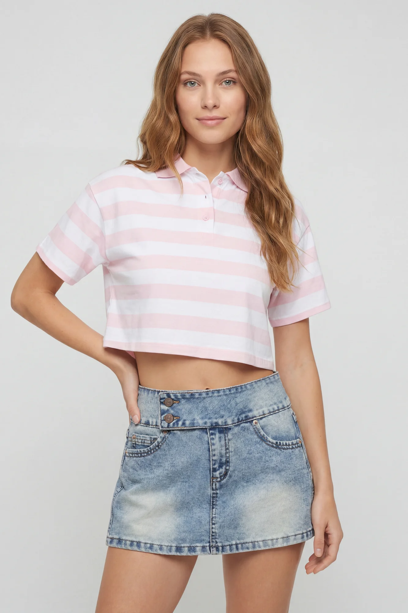 Low Rise Denim Micro Skort - Image 9