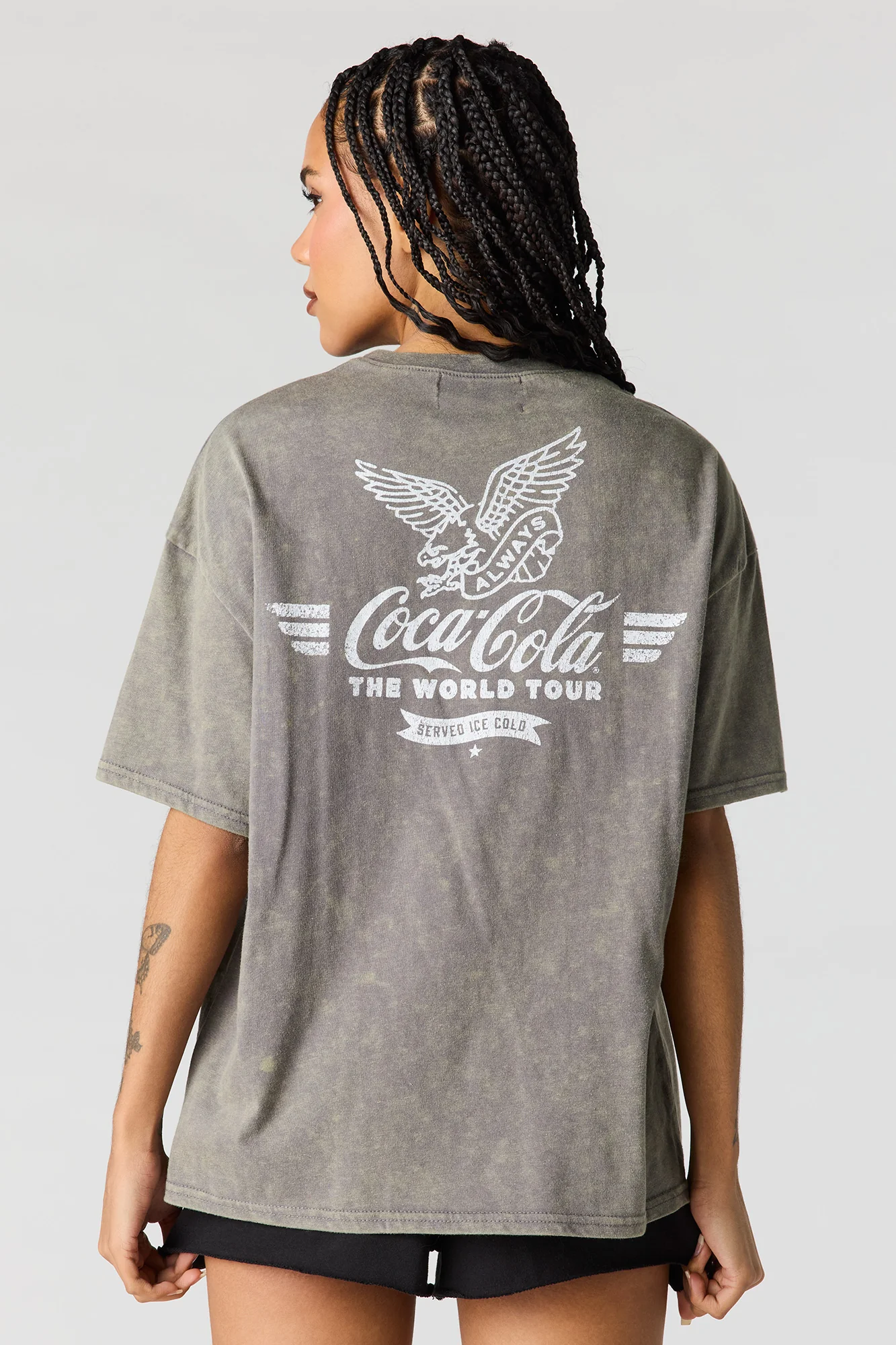 Oversized Coca-Cola Graphic Washed T-Shirt - Image 7