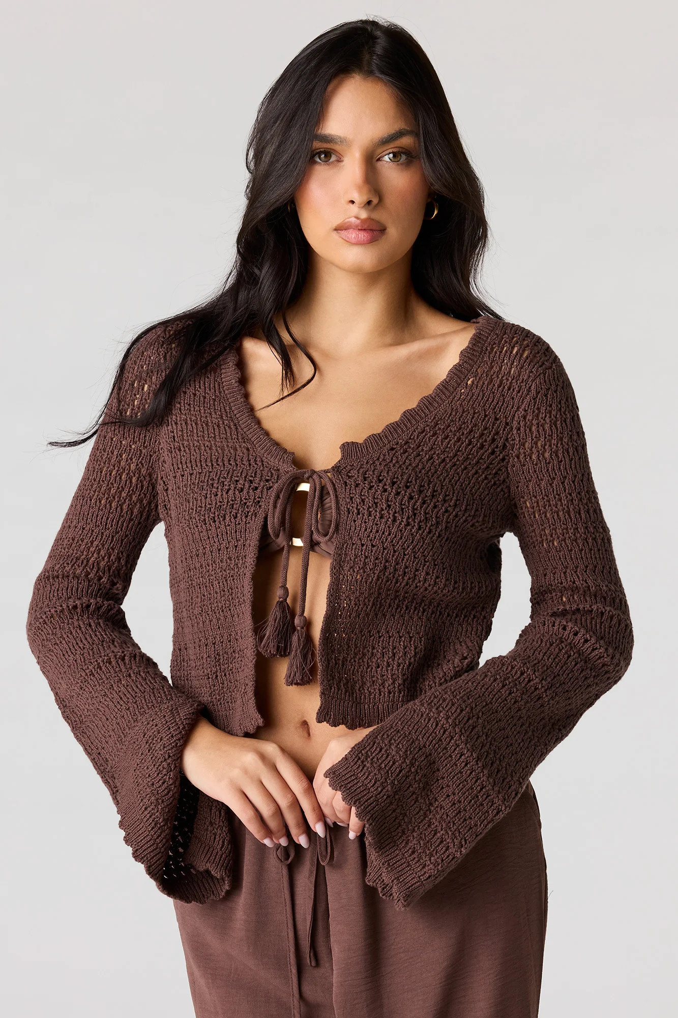 Crochet Tie-Front Swim Cover Up Top - Image 10
