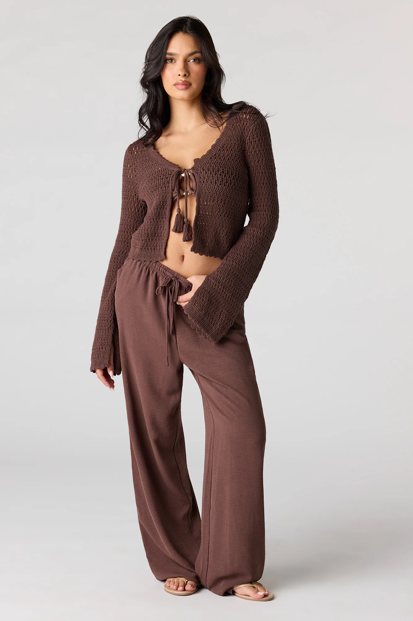 Crochet Tie-Front Swim Cover Up Top - Image 12