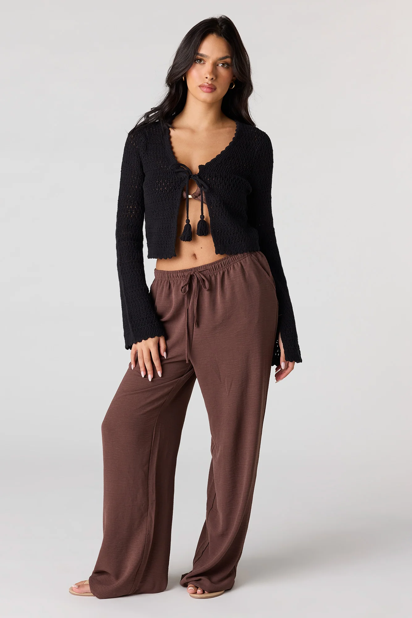 Crochet Tie-Front Swim Cover Up Top - Image 6