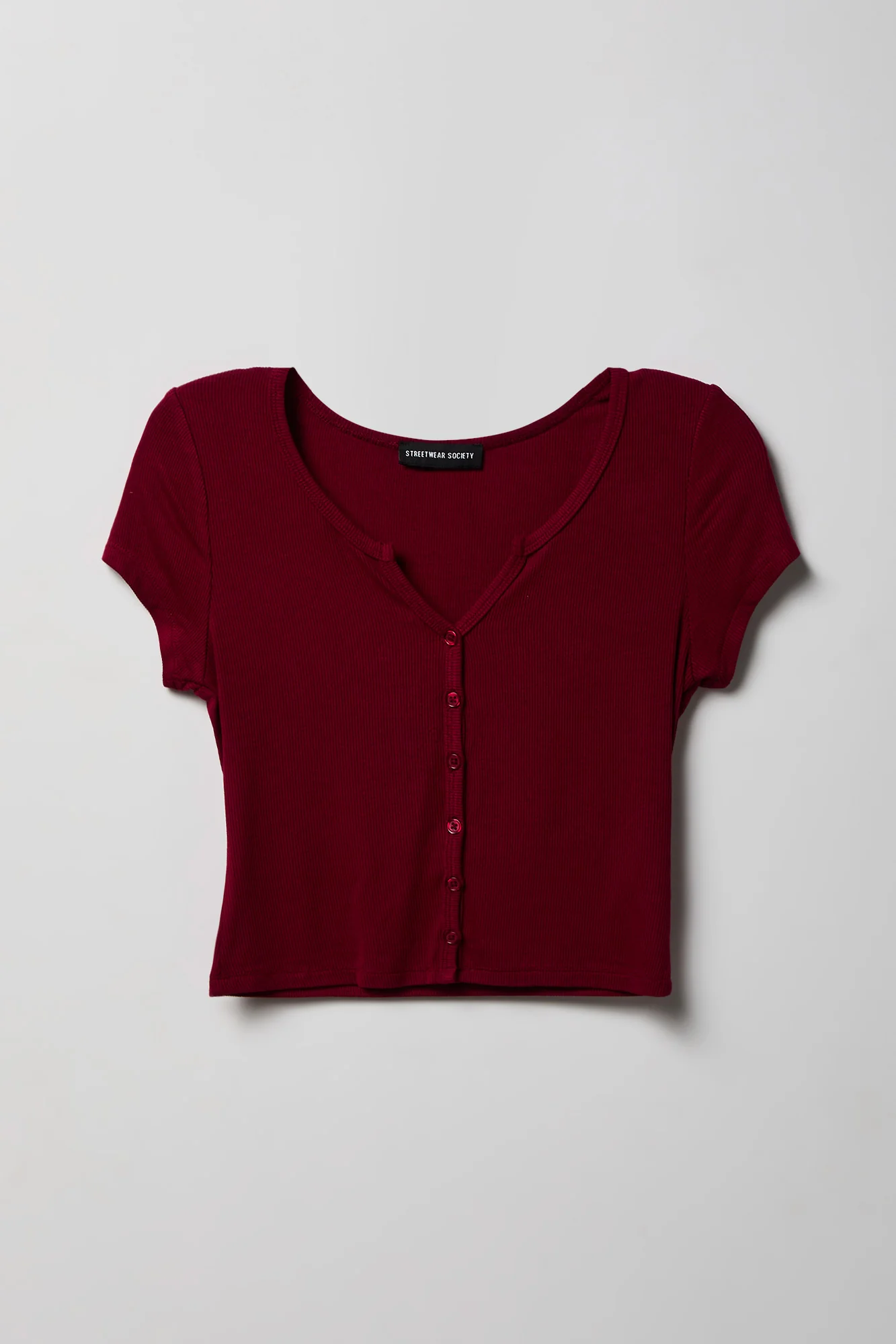 Ribbed Scoop Neck Button-Up Top - Image 29