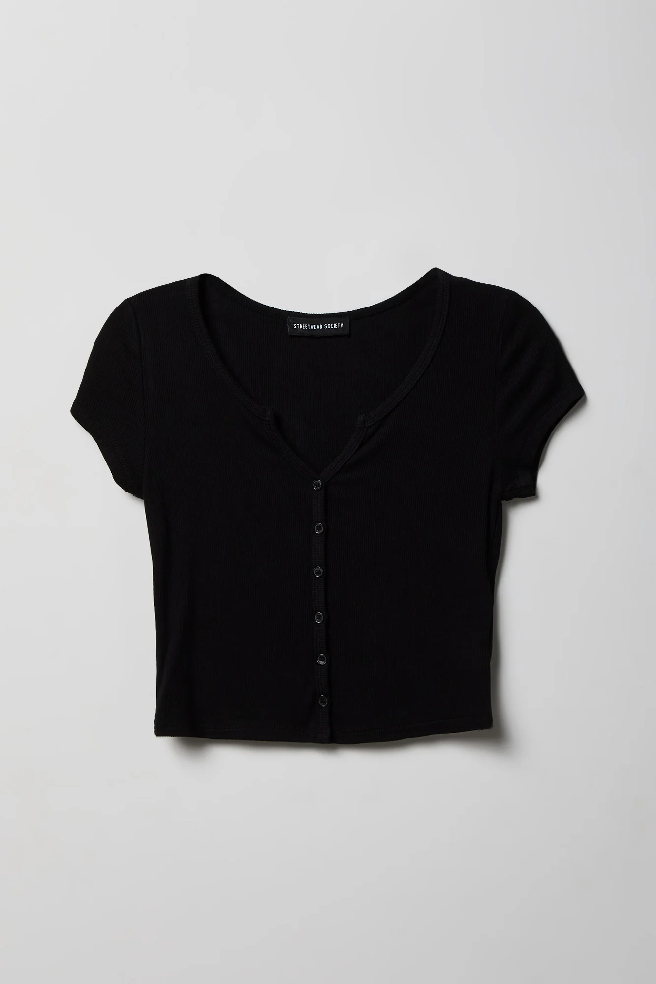 Ribbed Scoop Neck Button-Up Top - Image 9