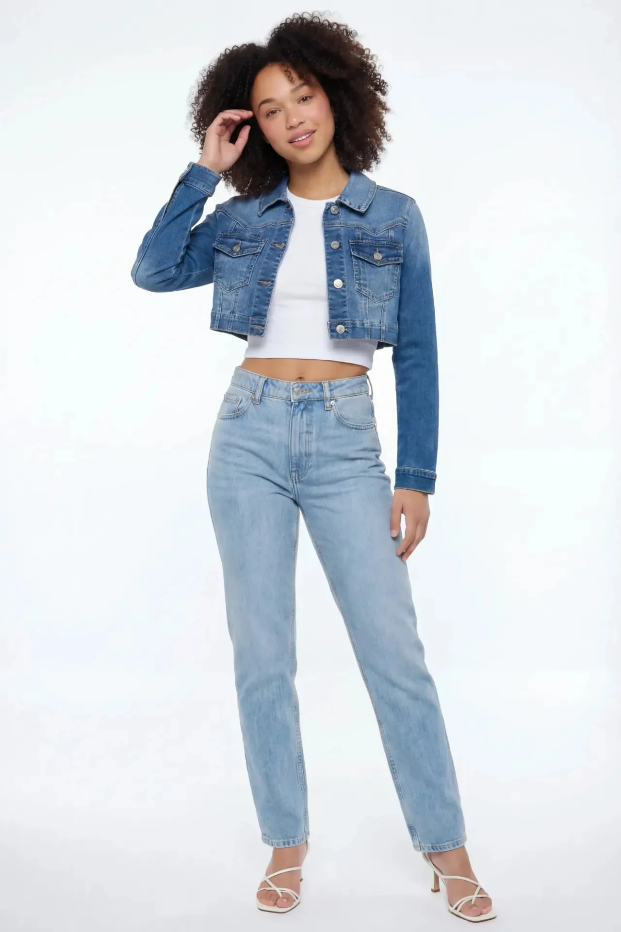 Classic Cropped Denim Jacket - Image 13