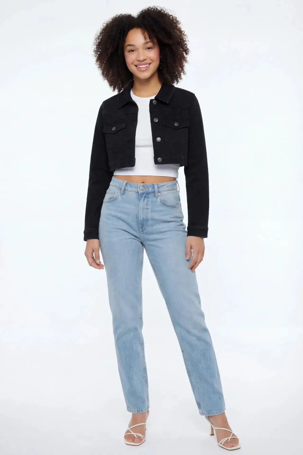 Classic Cropped Denim Jacket - Image 8