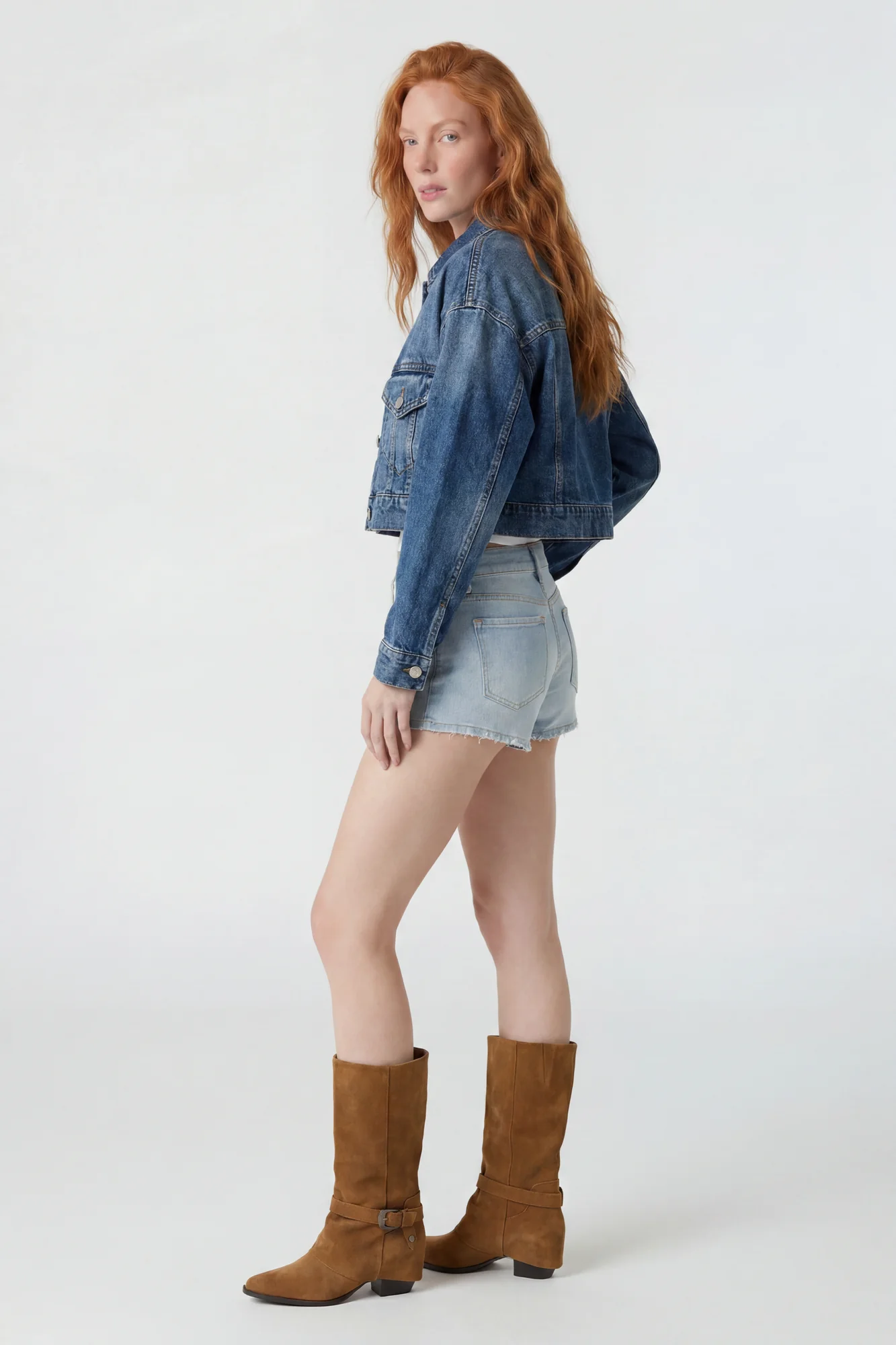 Ripped Cropped Denim Jacket - Image 13