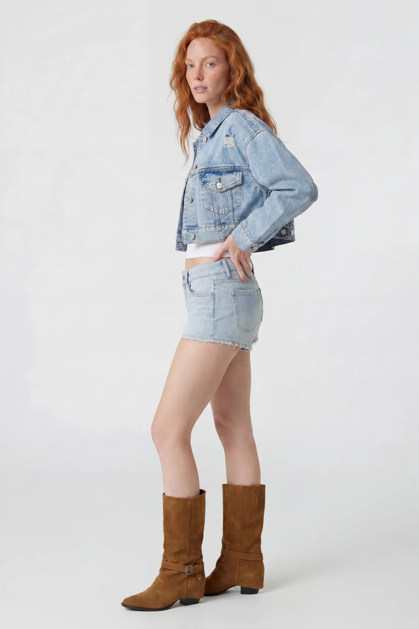 Ripped Cropped Denim Jacket - Image 8