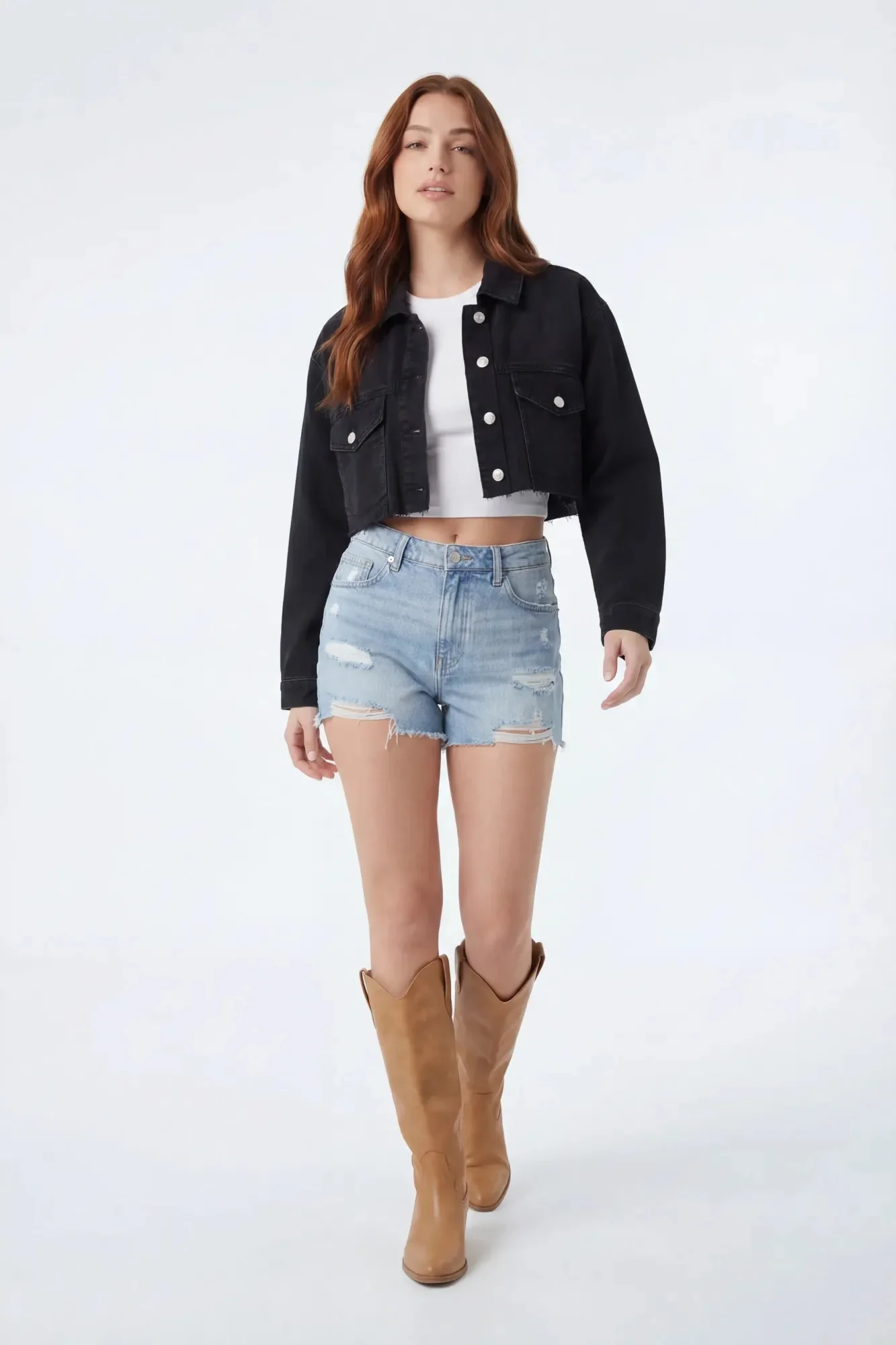 Cropped Denim Jacket - Image 7