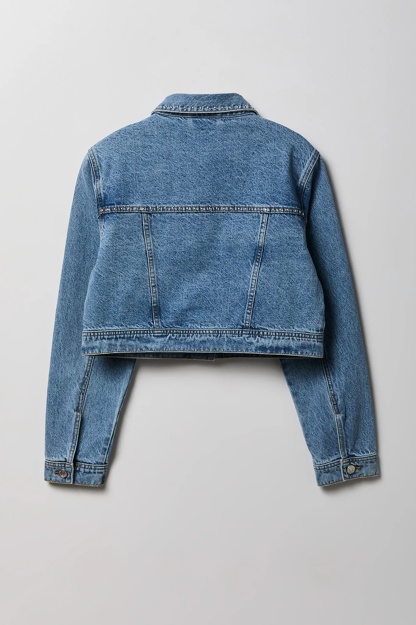 Studded Cropped Denim Jacket - Image 5