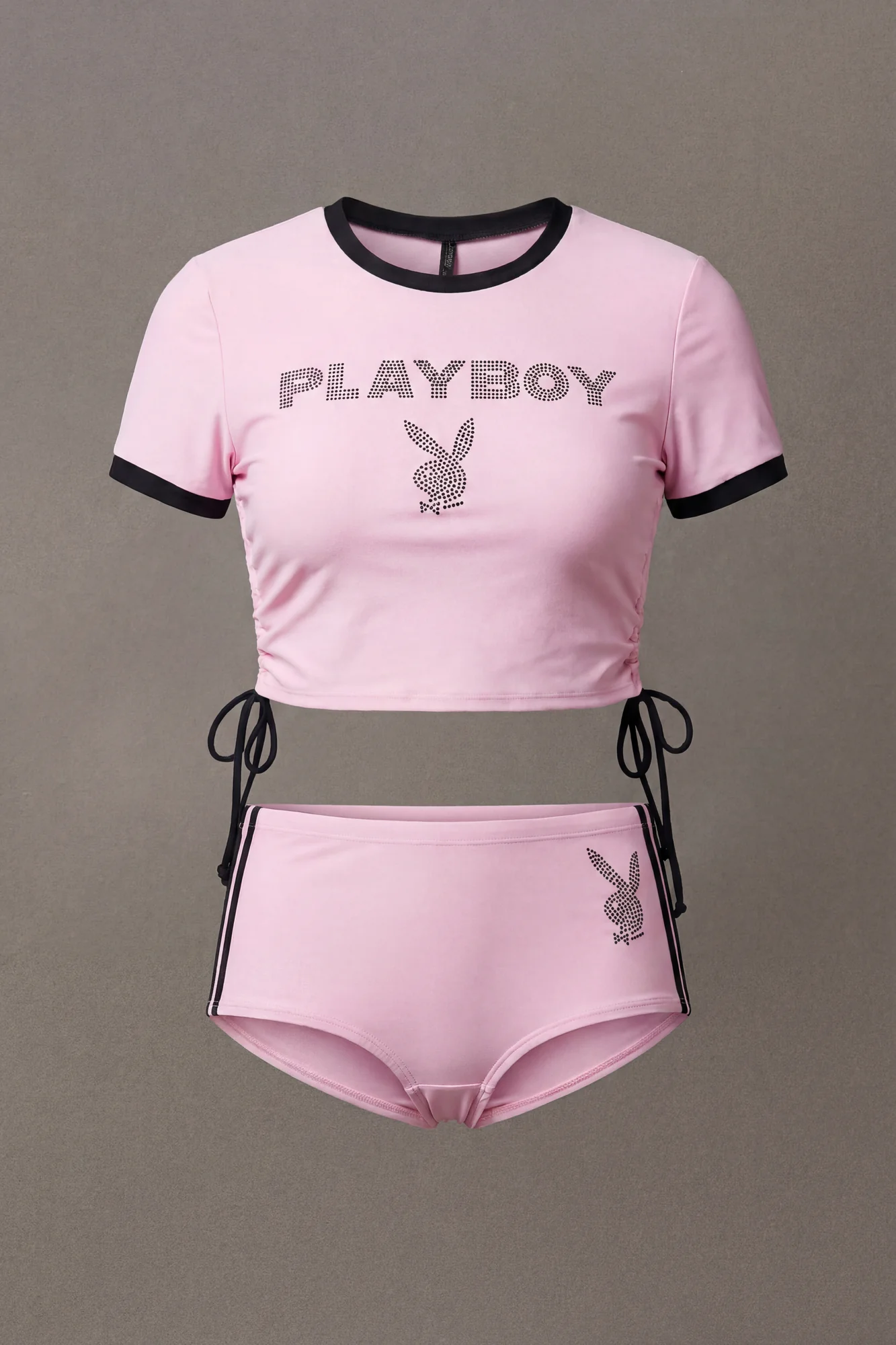 Playboy Rhinestone Ruched Swim Top - Image 14
