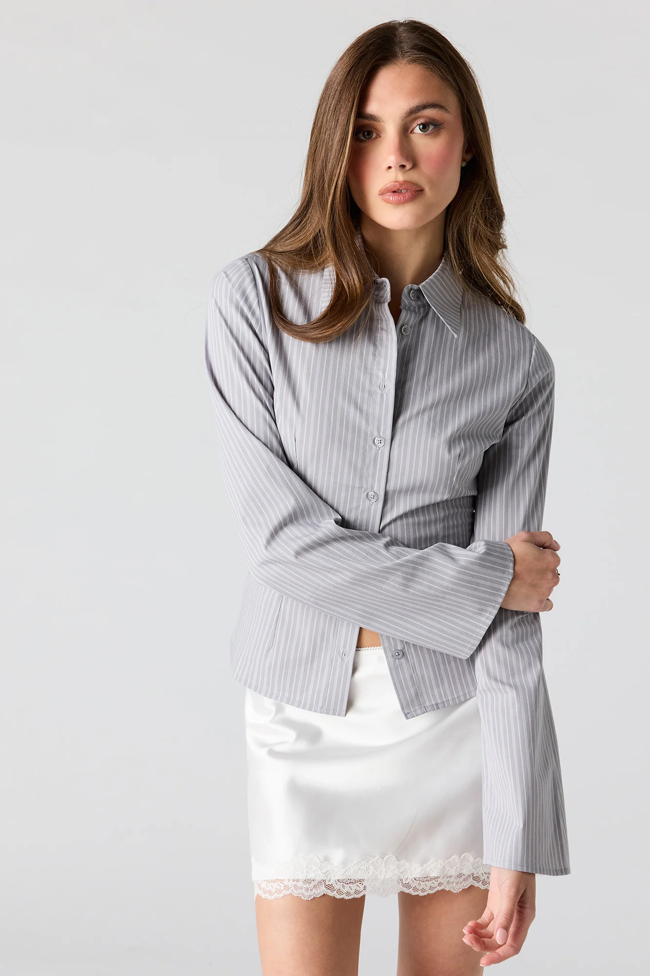 Fitted Bell Sleeve Button-Up Top - Image 15