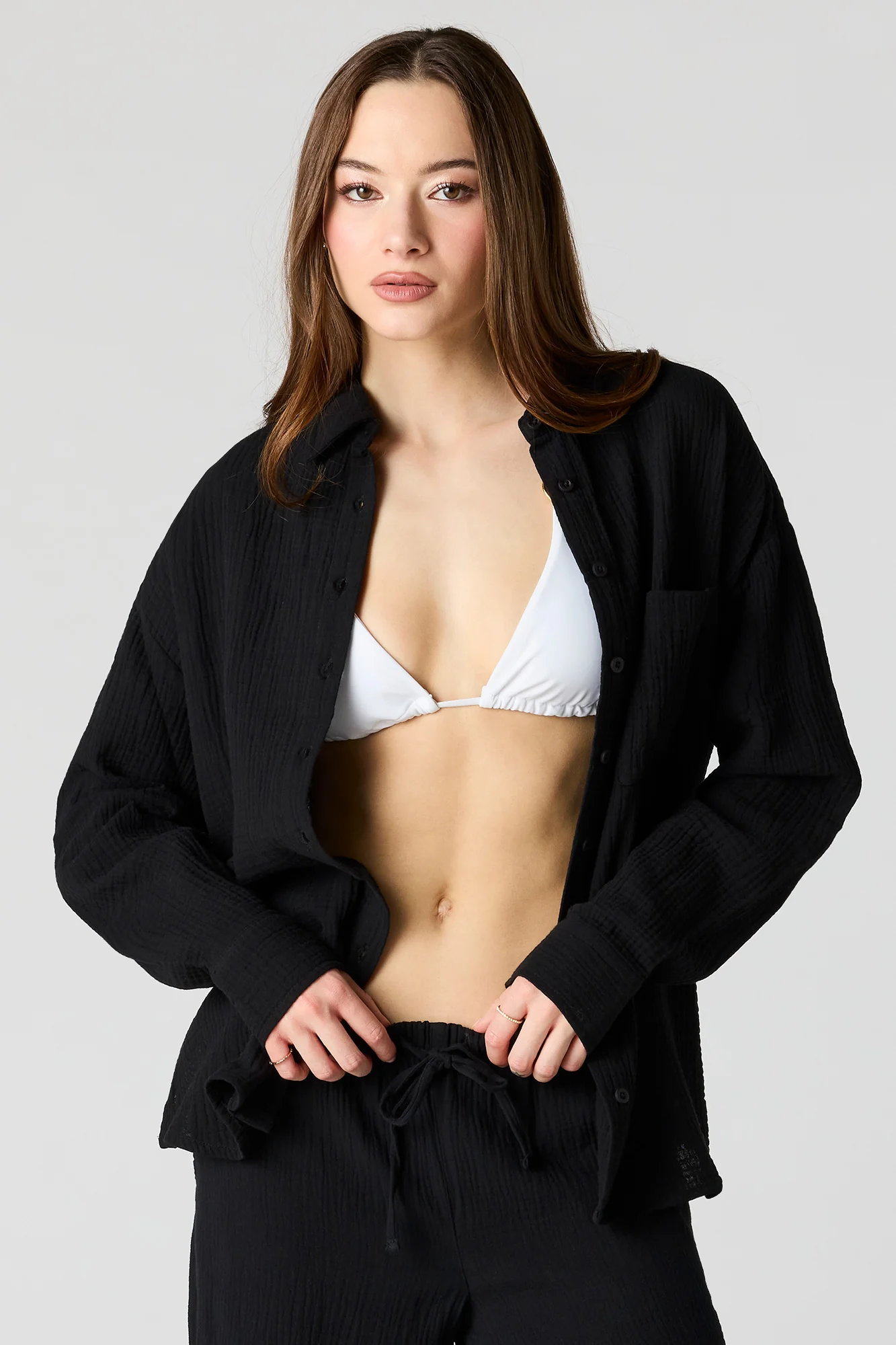 Textured Oversized Button-Up Top - Image 4