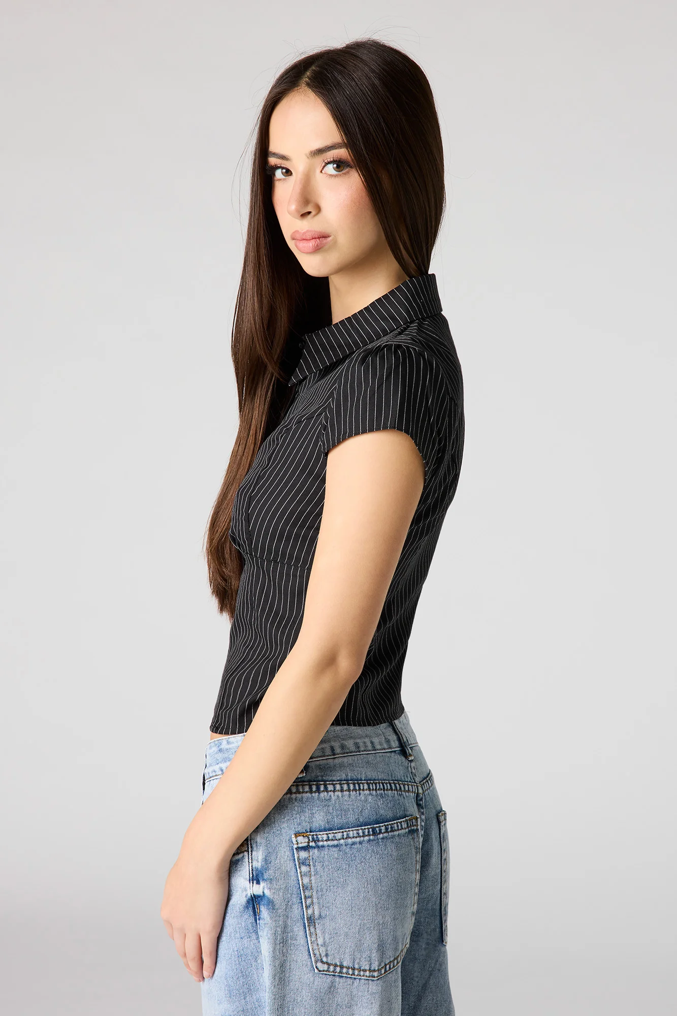 Button-Up Fitted Collared Top - Image 18