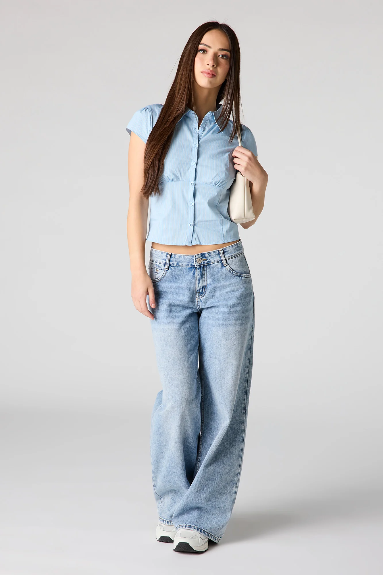 Button-Up Fitted Collared Top - Image 3